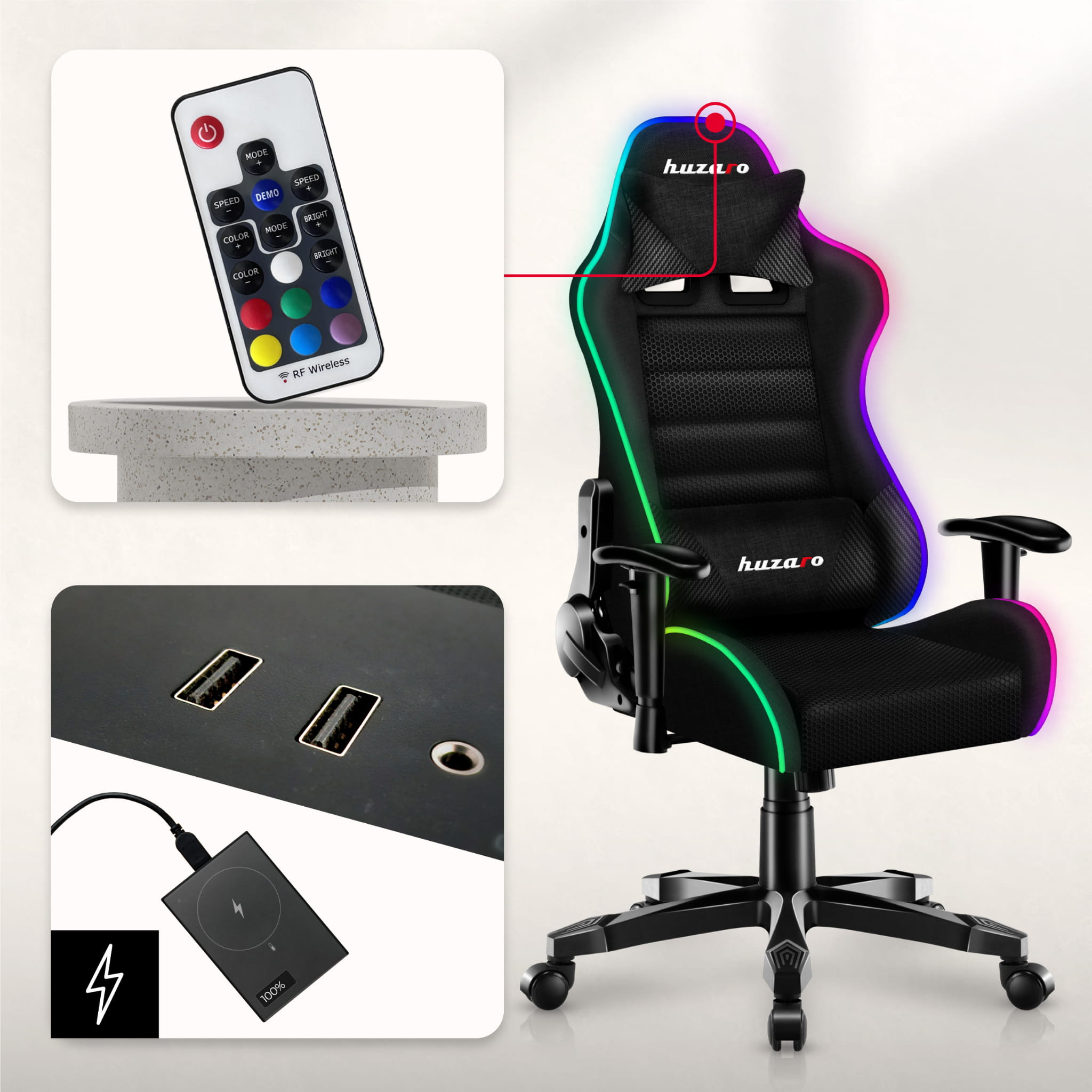 HUZARO RANGER 6.0 RGB Mesh gamingstoel voor kinderen