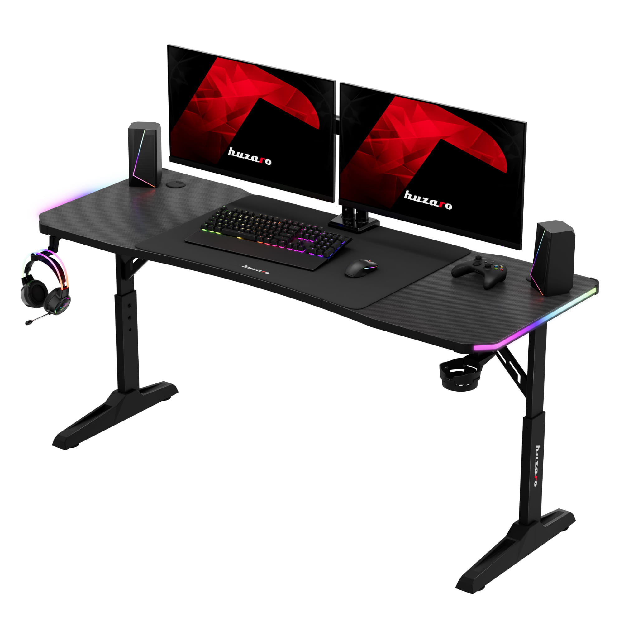 Huzaro Hero 4.6 RGB Black 160 cm gamingbureau met ledverlichting