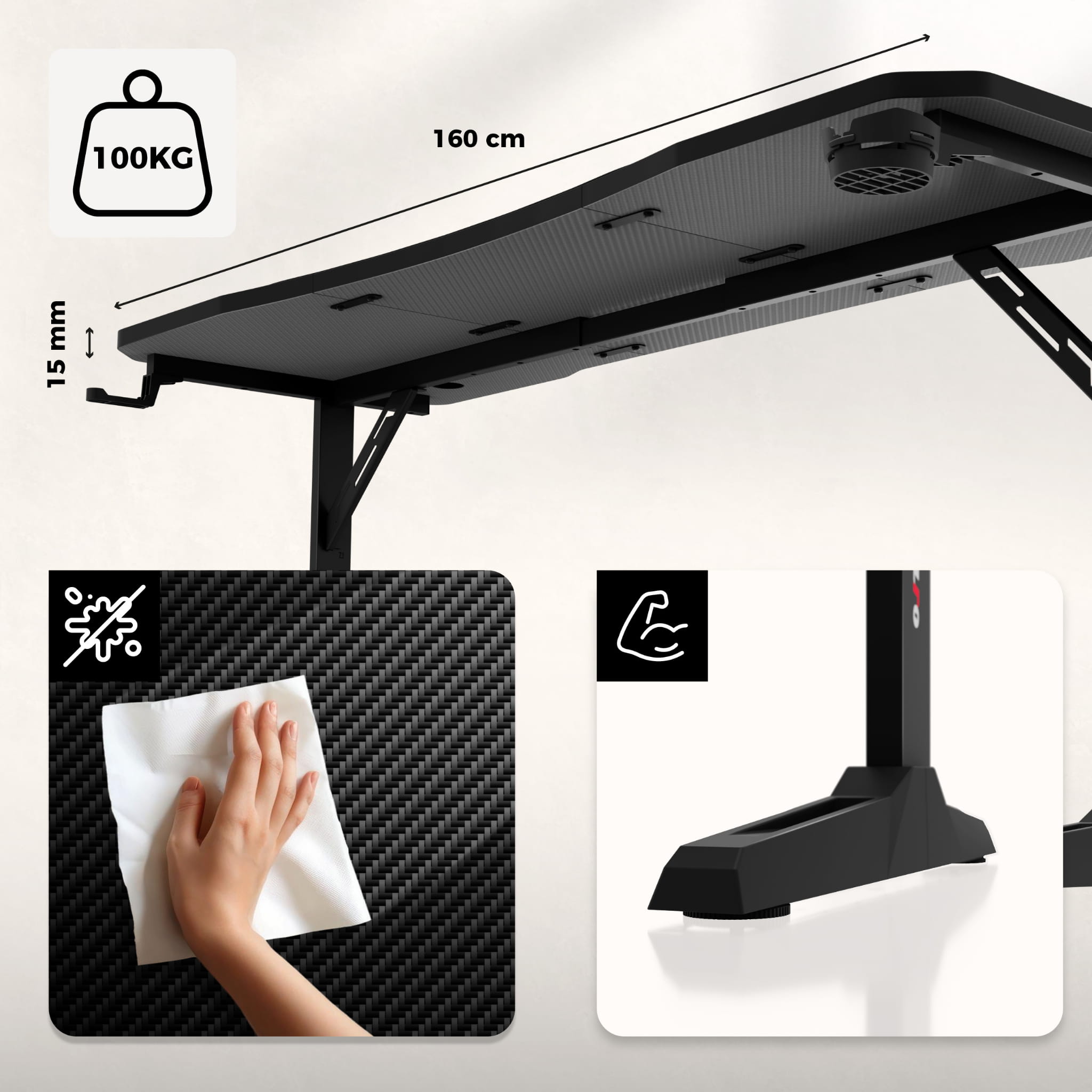 Huzaro Hero 4.6 Black gamingbureau, 160 cm