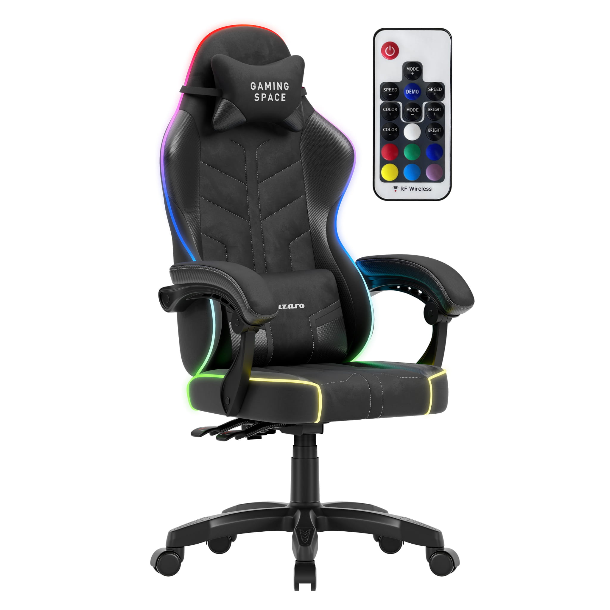 Huzaro Force 2.7 RGB Black gamingstoel van velours