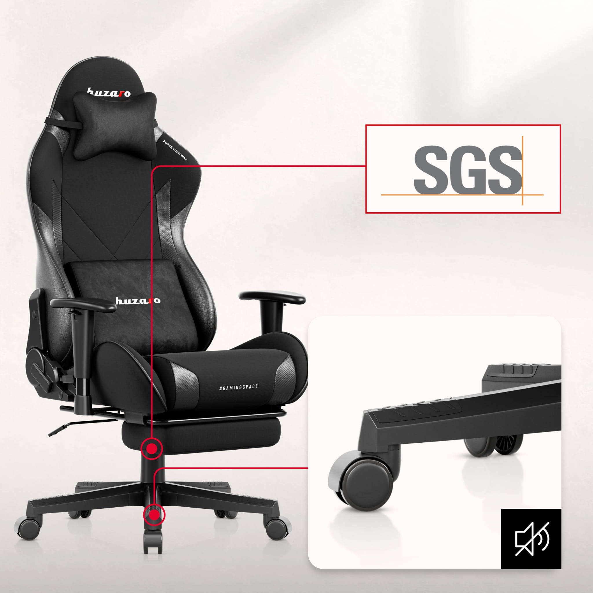 Huzaro Force 5.7 Black gamingstoel