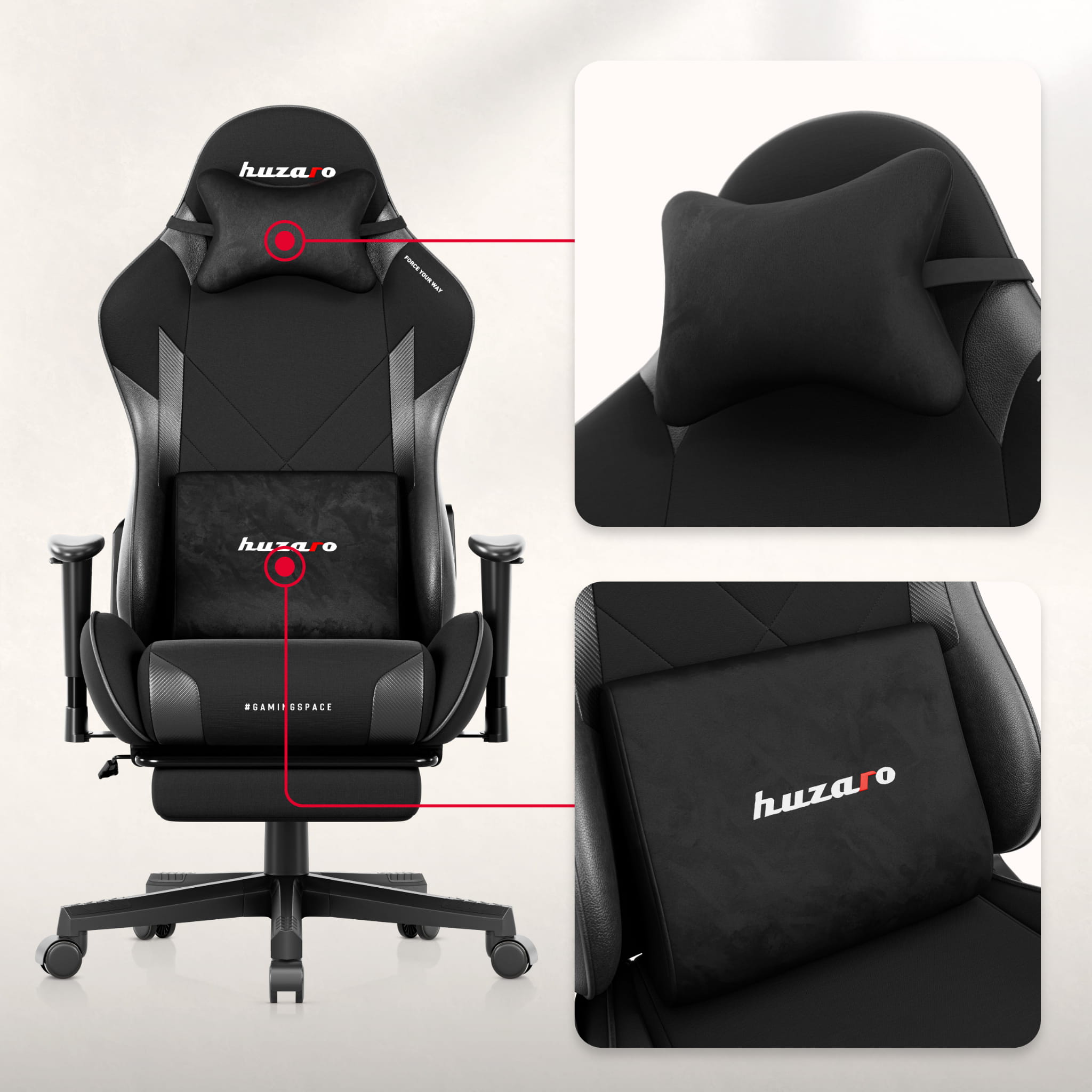 Huzaro Force 5.7 Black gamingstoel