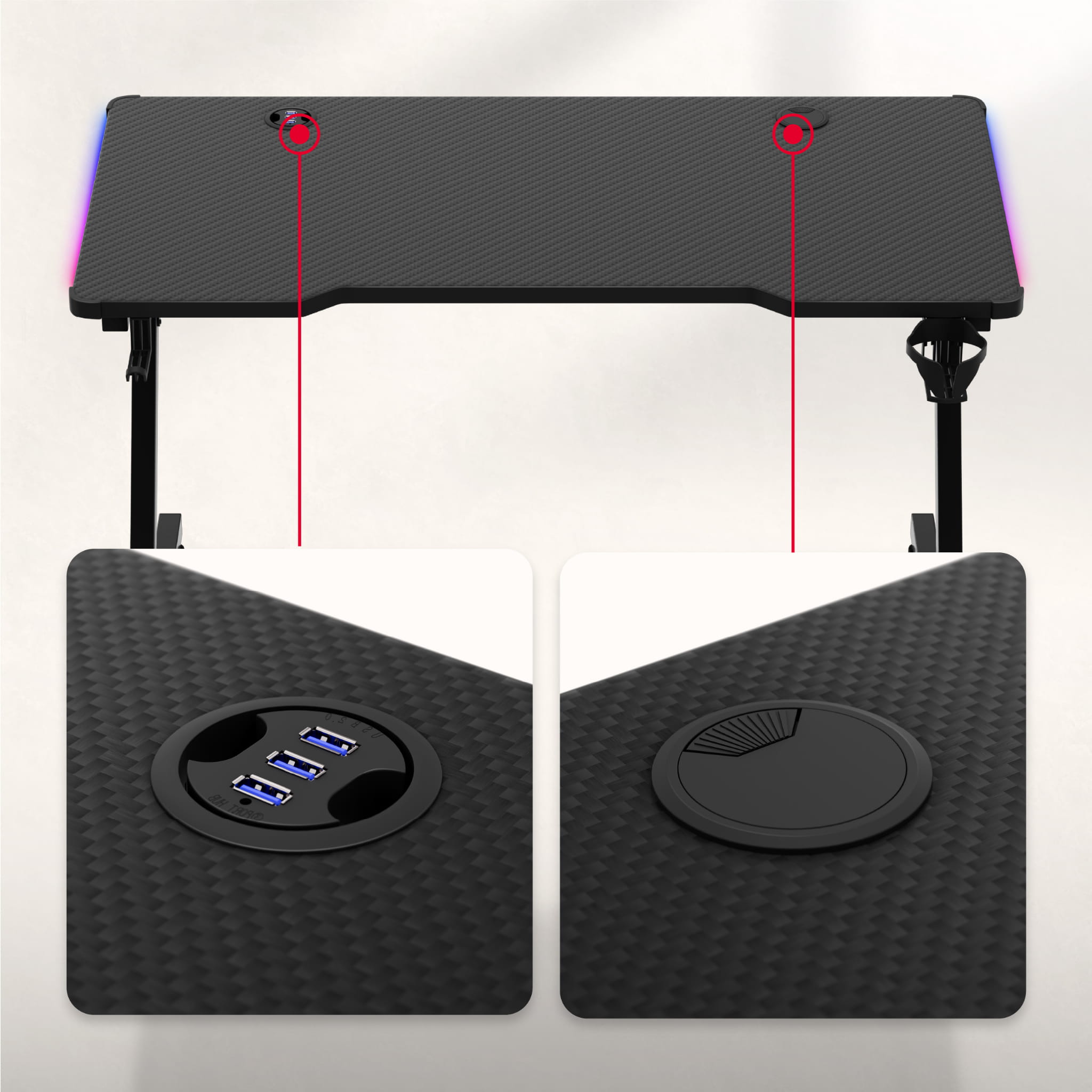 Huzaro Hero 2.5 RGB LED-gamingbureau, 120 cm
