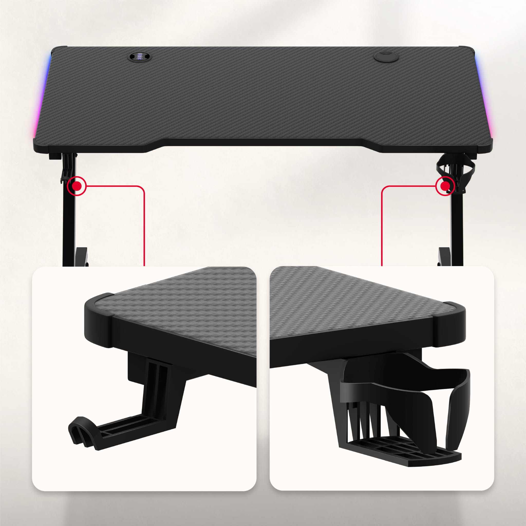 Huzaro Hero 2.5 RGB LED-gamingbureau, 120 cm