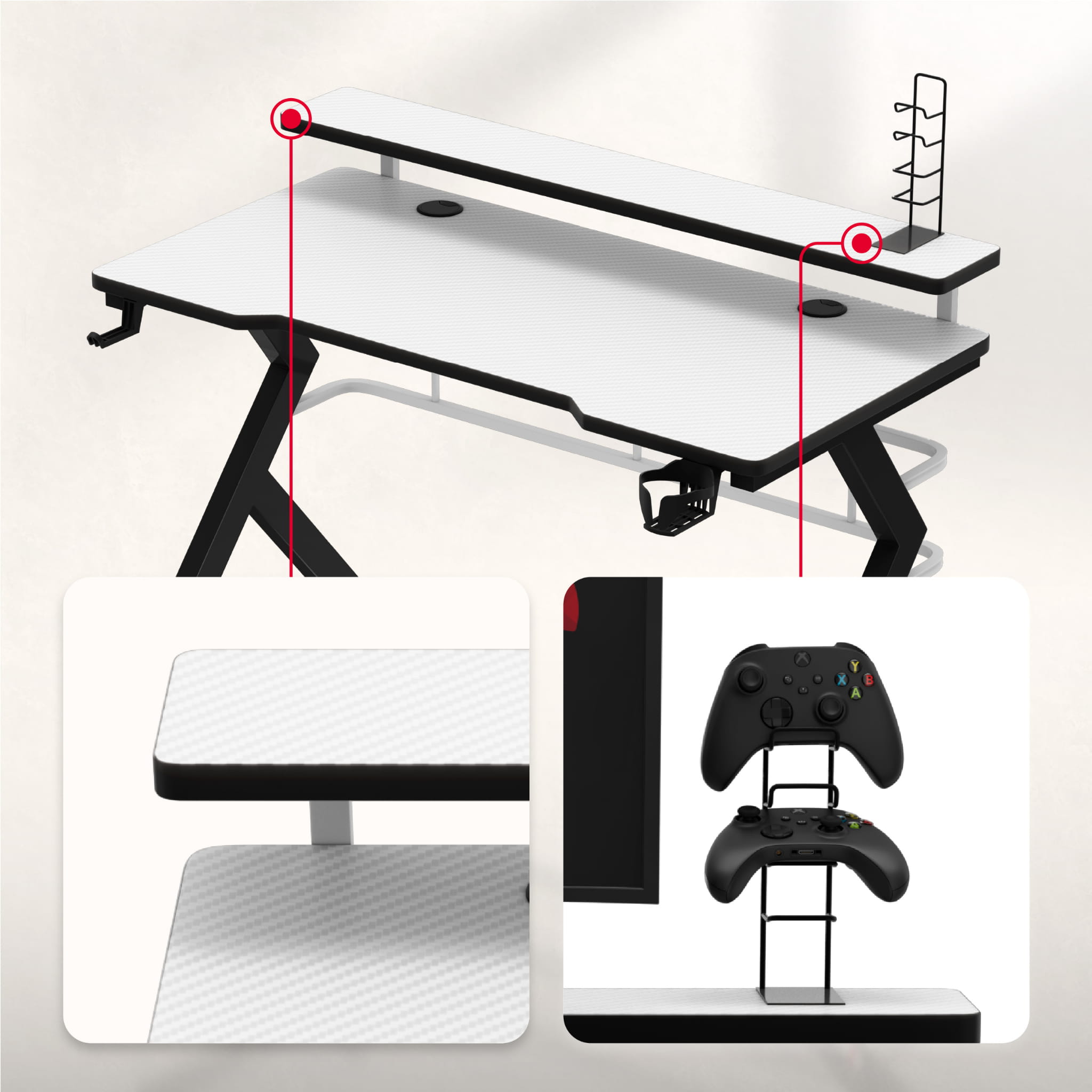 Huzaro Hero 5.0 White gamingbureau, 120 cm