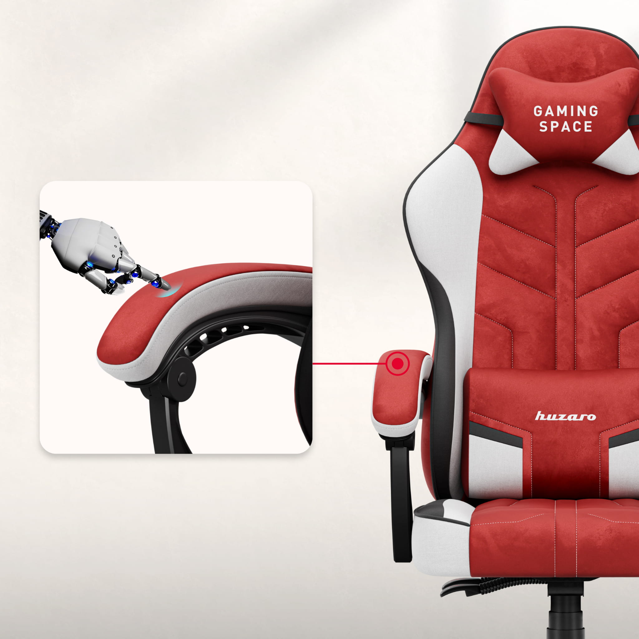 Huzaro Force 2.7 Red gamingstoel van velours