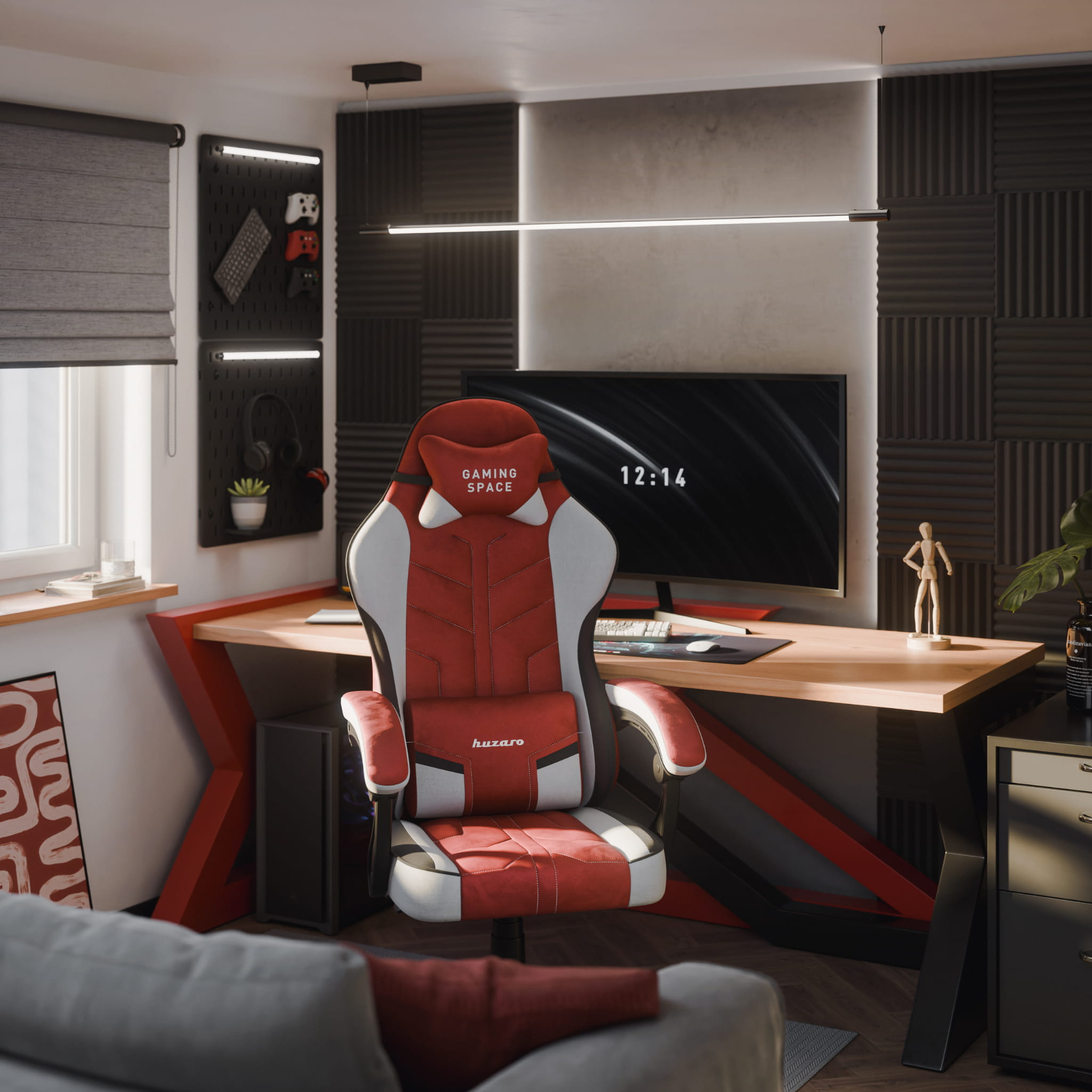 Huzaro Force 2.7 Red gamingstoel van velours