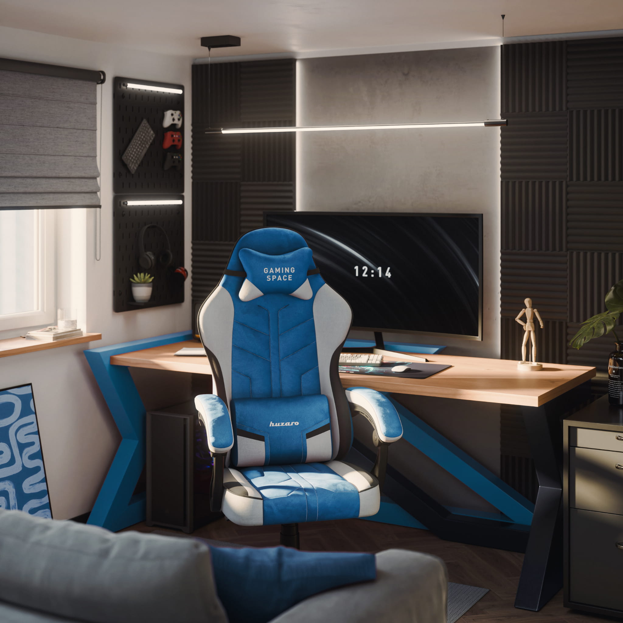 Huzaro Force 2.7 Blue gamingstoel van velours