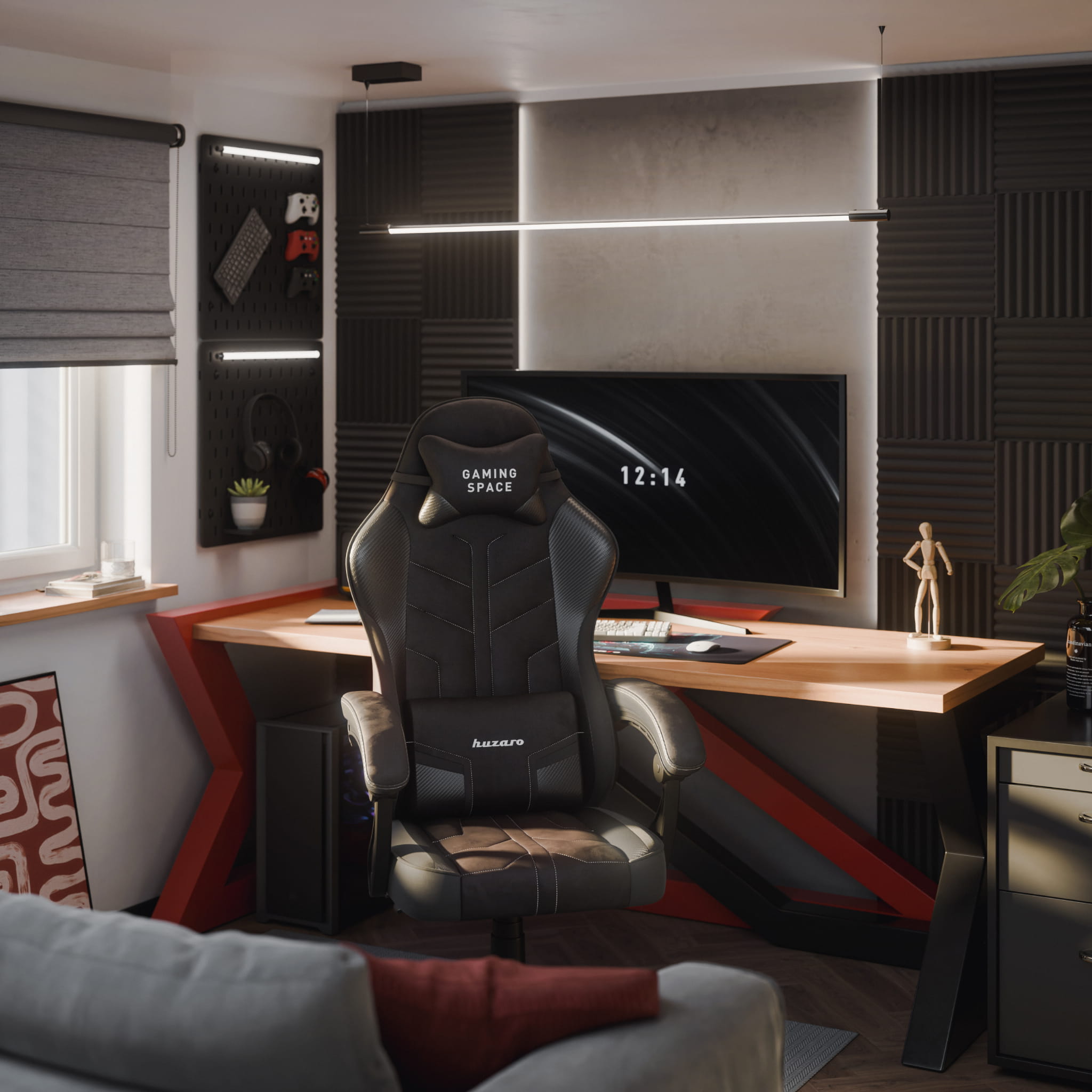Huzaro Force 2.7 Black Carbon gamingstoel van velours