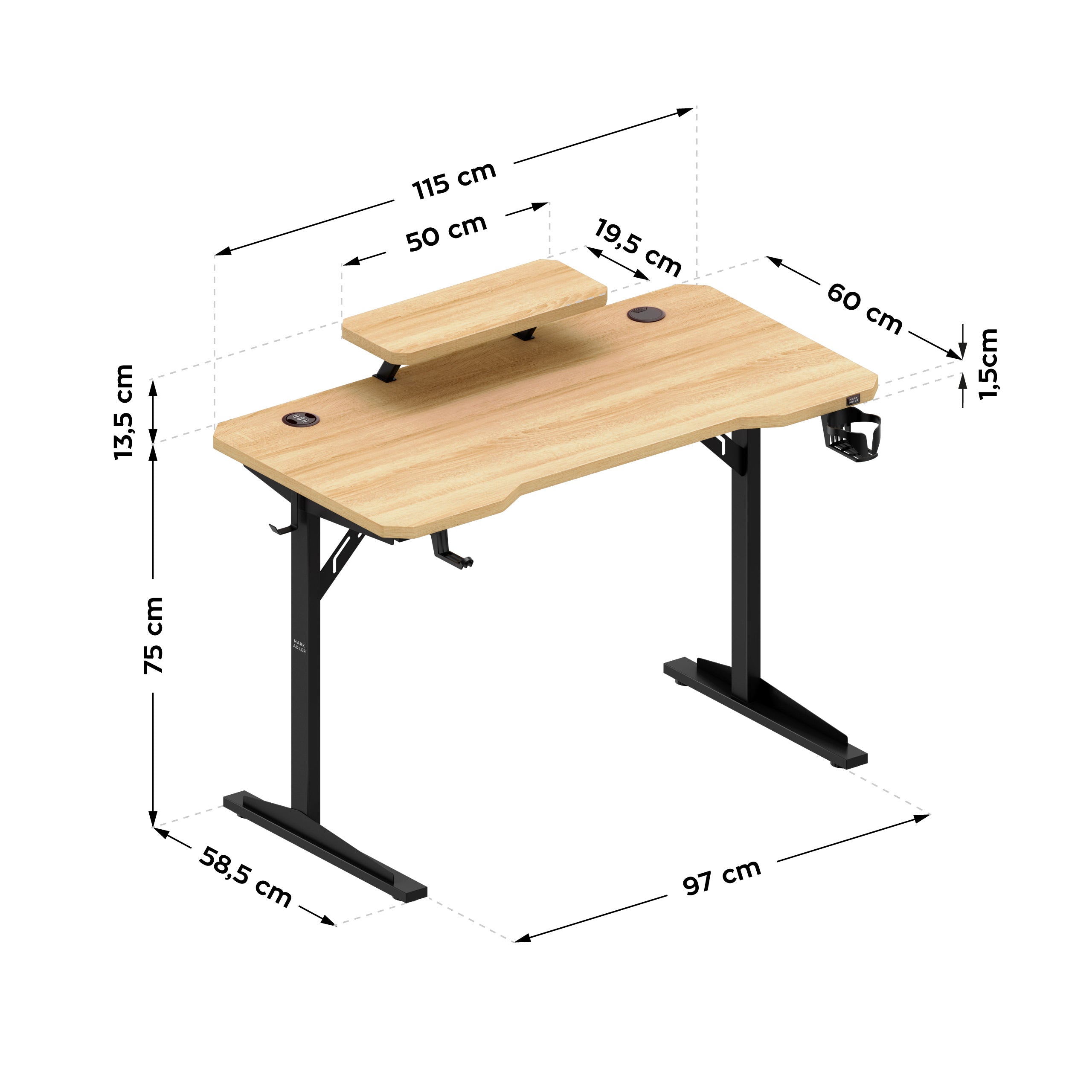 Computerbureau met plank Mark Adler Leader 5.1 Oak  115 cm