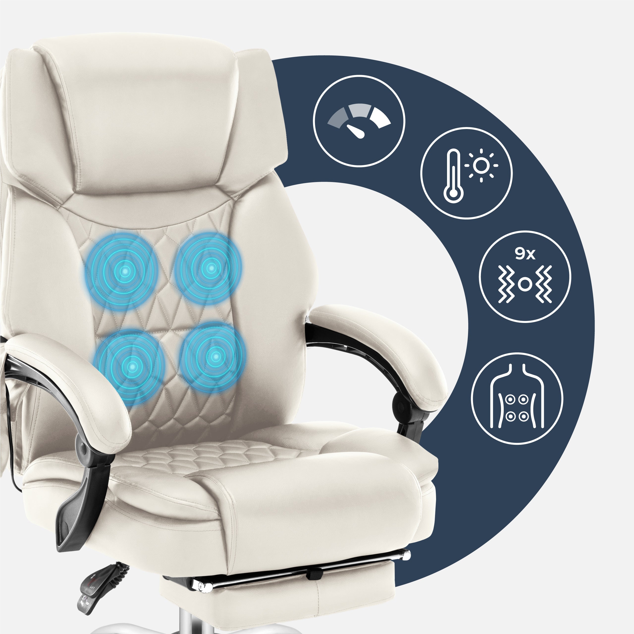 Mark Adler Boss 6.0 Beige bureaustoel met massagefunctie en voetensteun