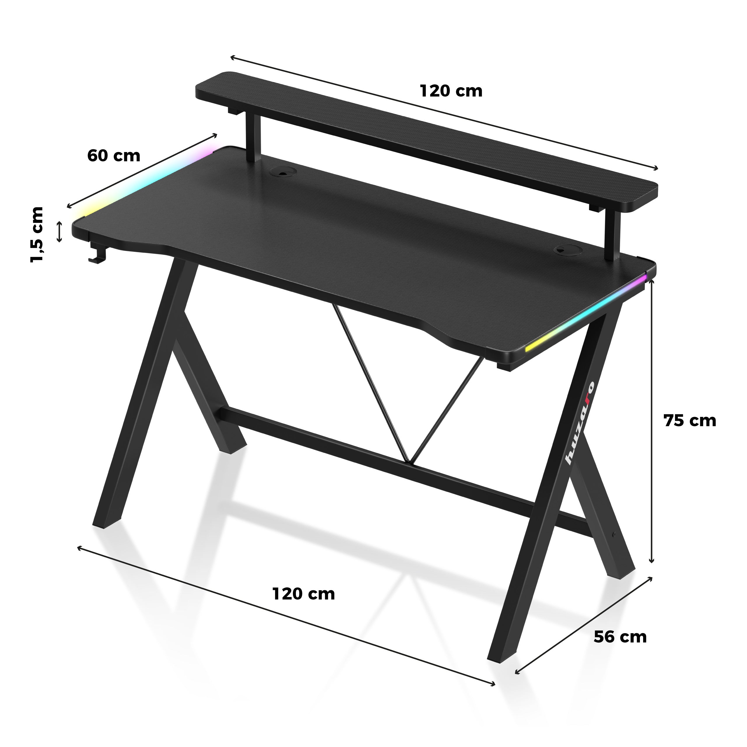 Huzaro Hero 1.9 RGB LED-gamingbureau  120 cm