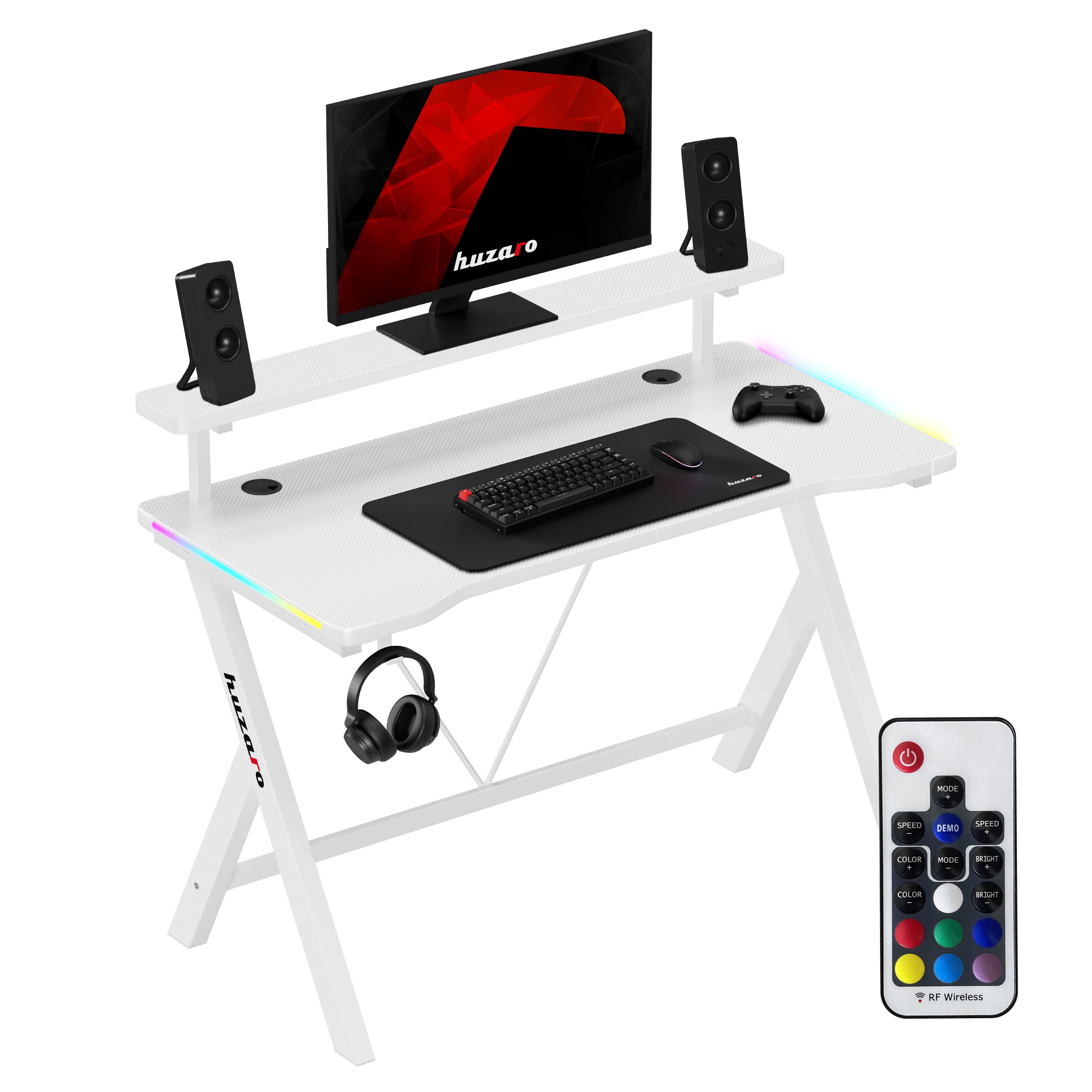 Huzaro Hero 1.9 RGB White 120 cm gamingbureau met LED-verlichting