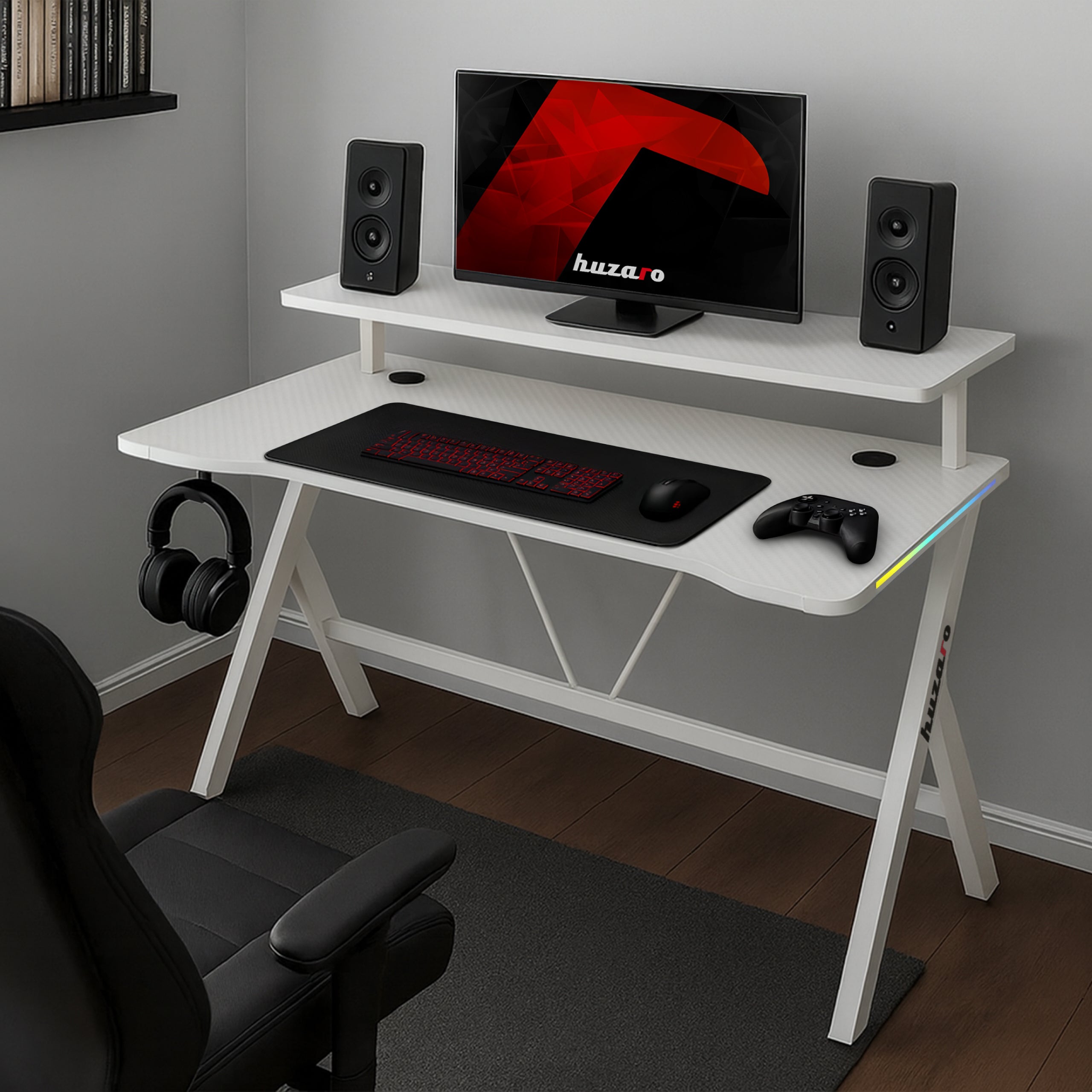 Huzaro Hero 1.9 RGB White 120 cm gamingbureau met LED-verlichting