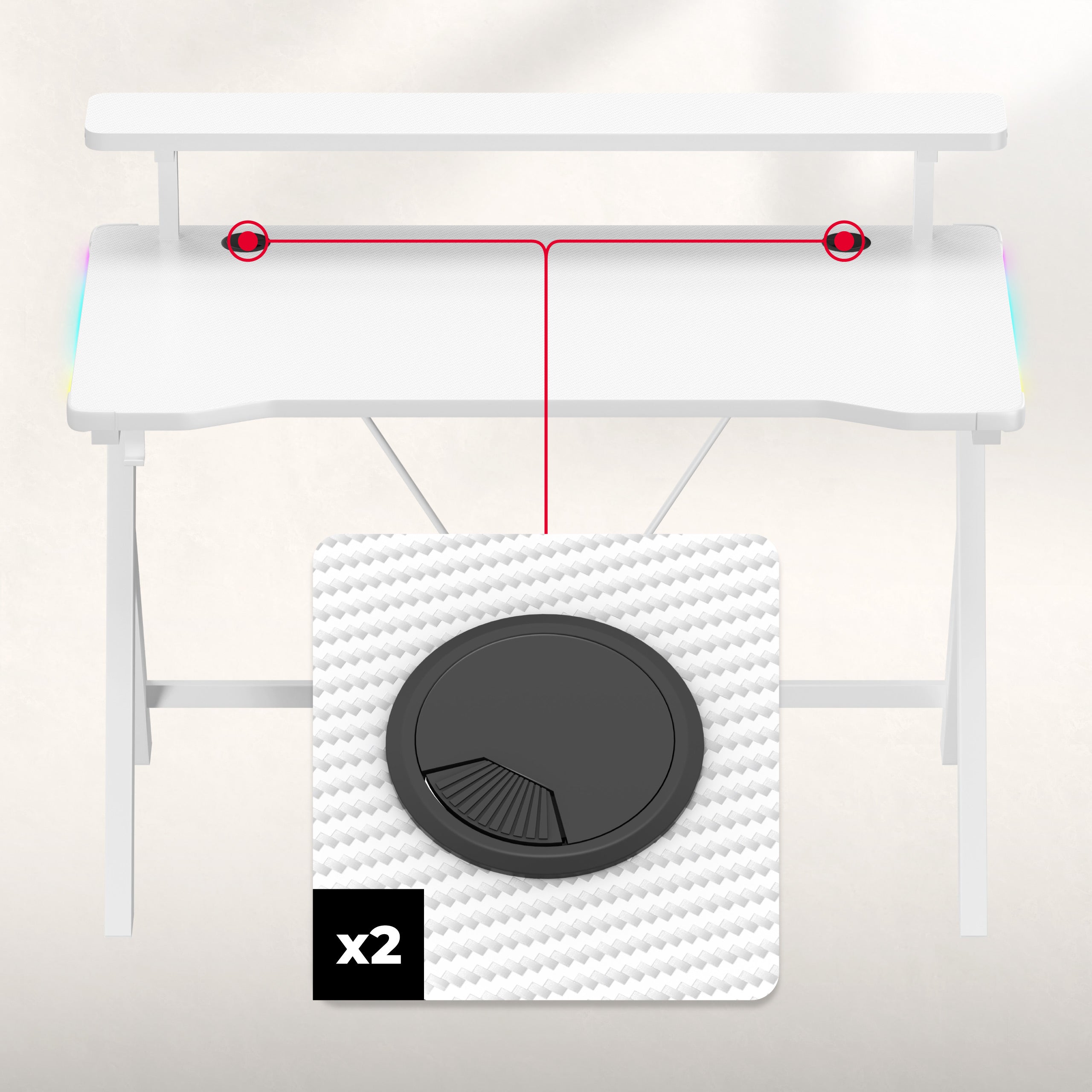 Huzaro Hero 1.9 RGB White 120 cm gamingbureau met LED-verlichting