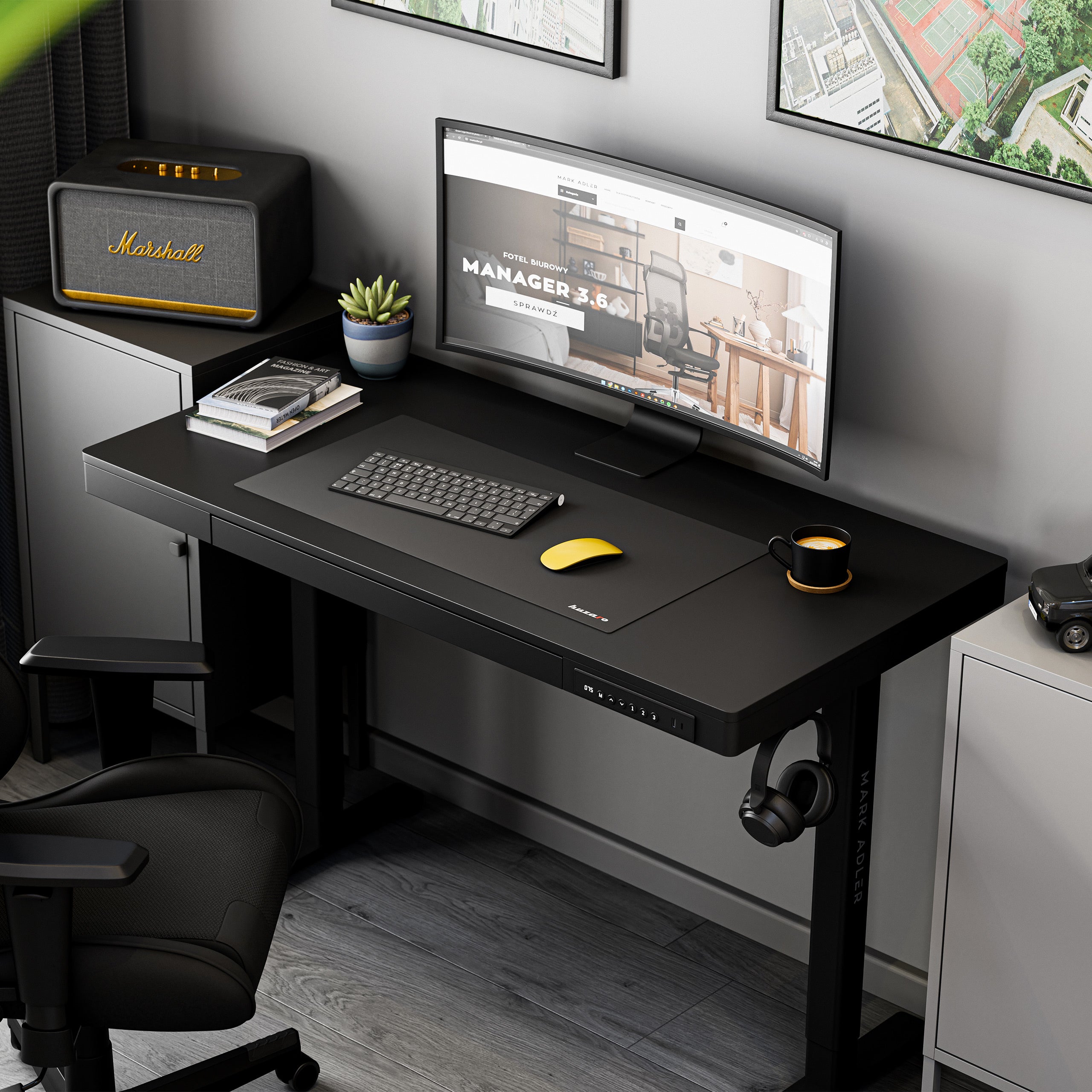 Mark Adler Leader 8.2 Black elektrisch verstelbaar bureau, 120 cm