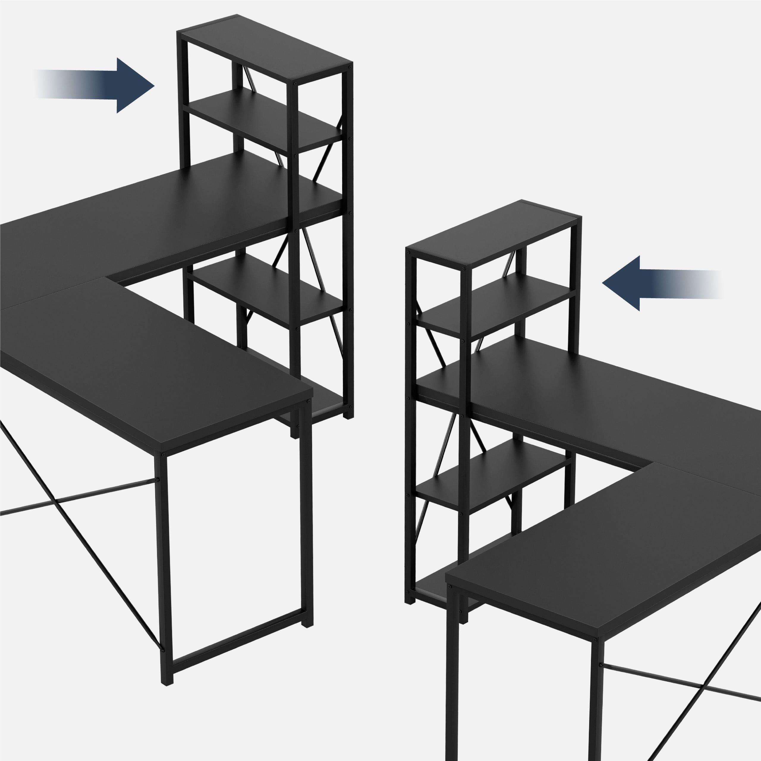 Hoekbureau met planken Mark Adler Leader 5.9 Black 145 cm