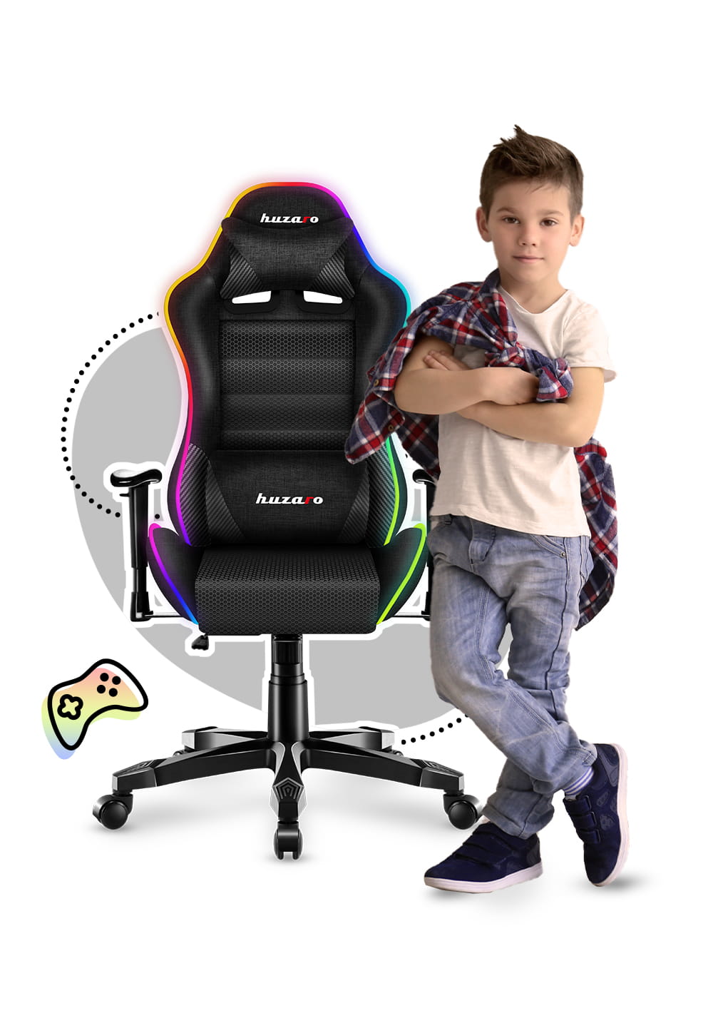 HUZARO RANGER 6.0 RGB Mesh gamingstoel voor kinderen