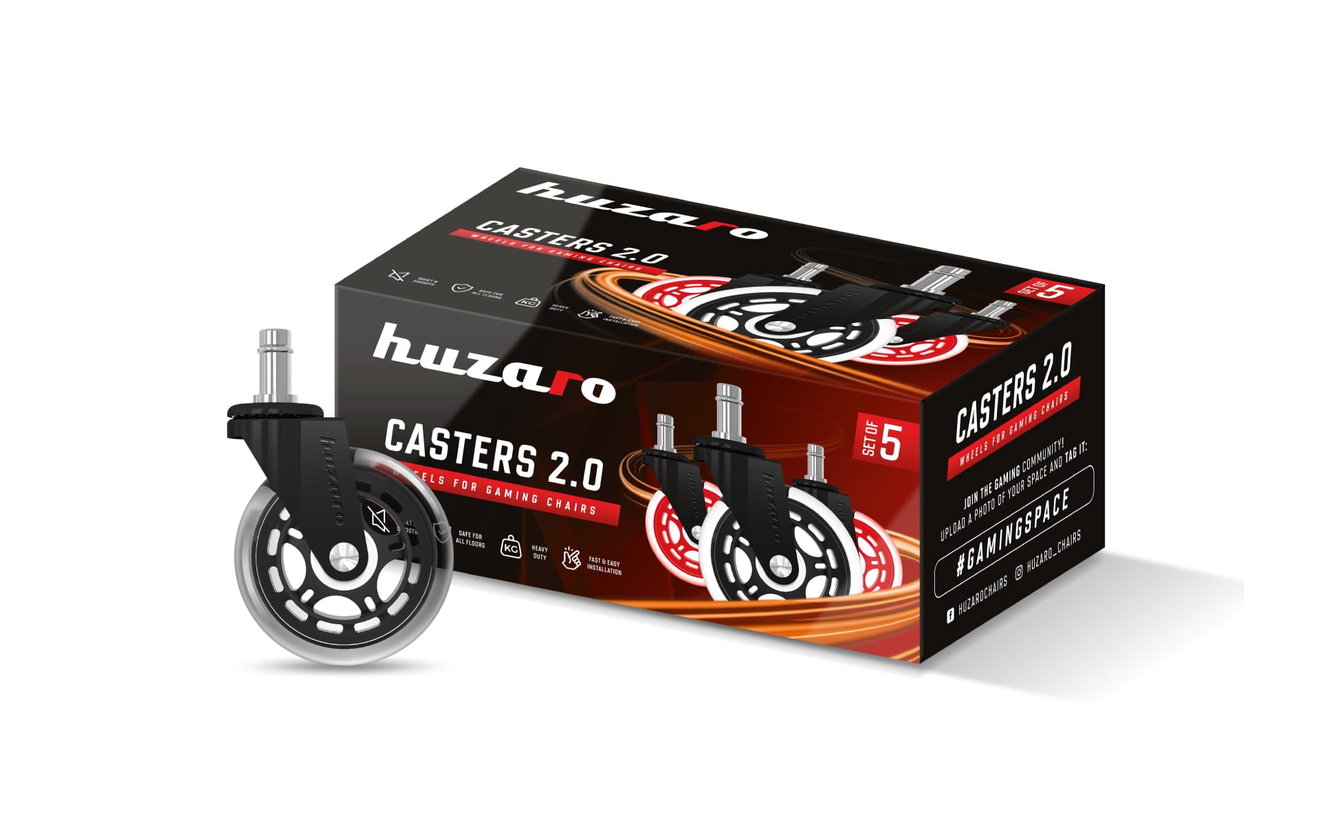 Wieltjes voor de fauteuil Casters 2.0 Black