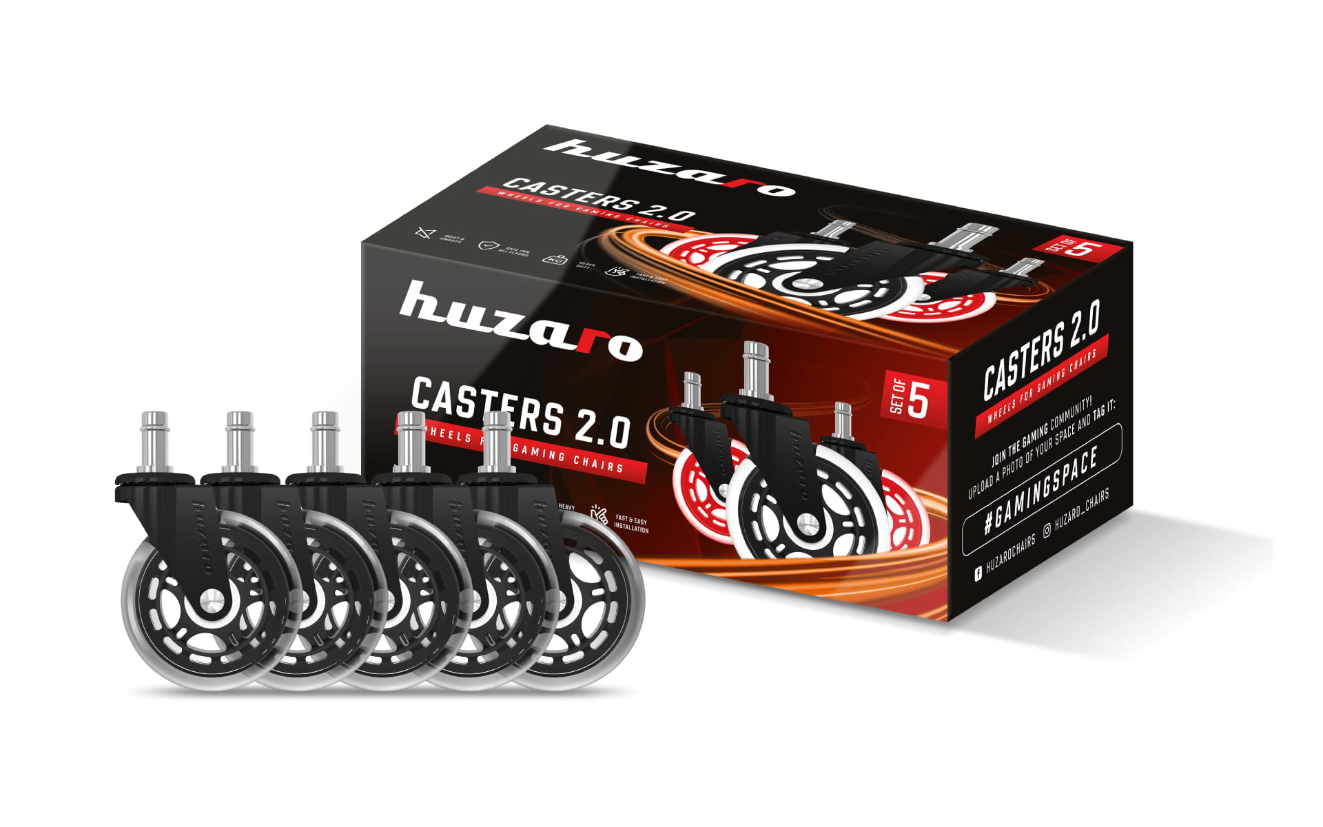 Wieltjes voor de fauteuil Casters 2.0 Black