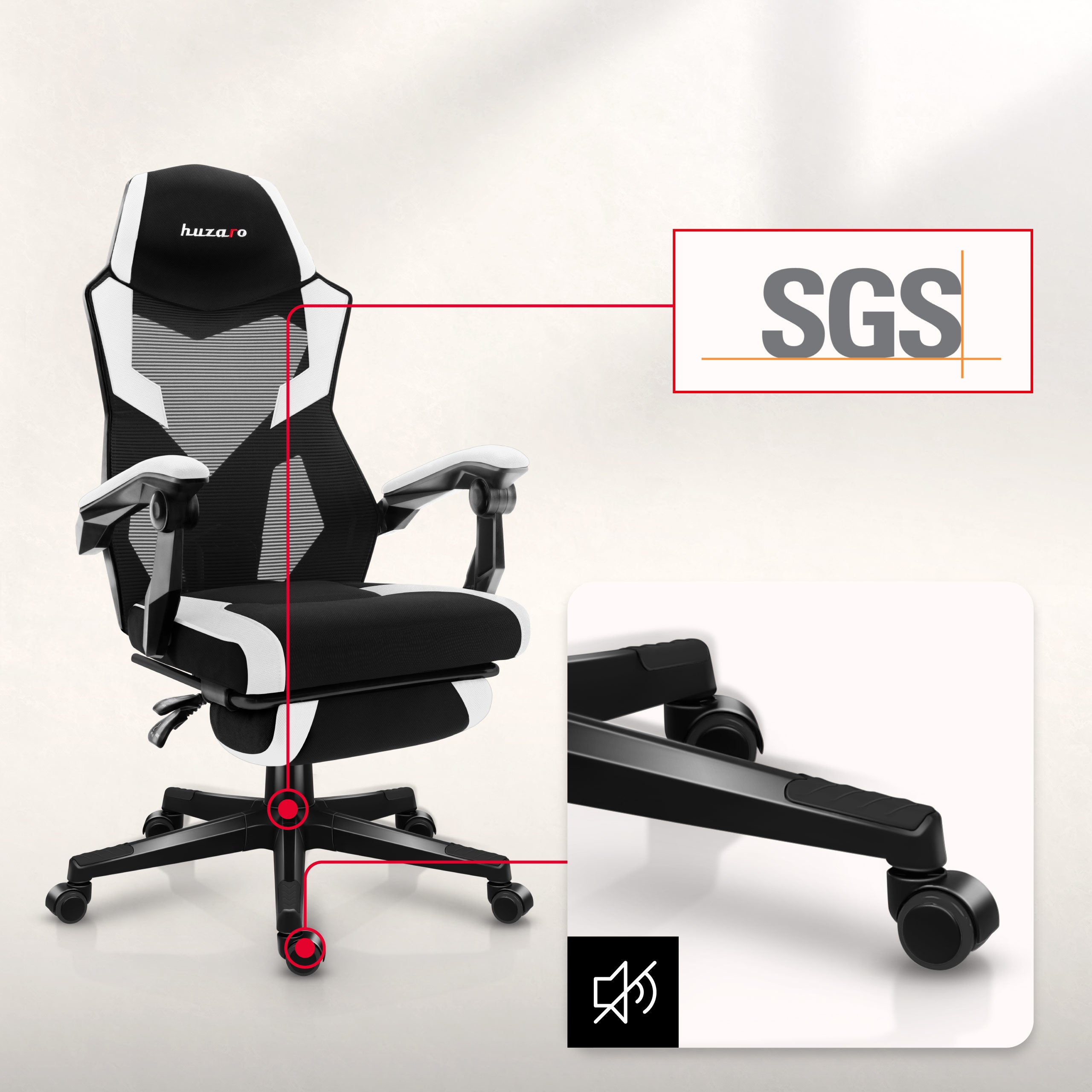 Huzaro Combat 3.1 White gamingstoel