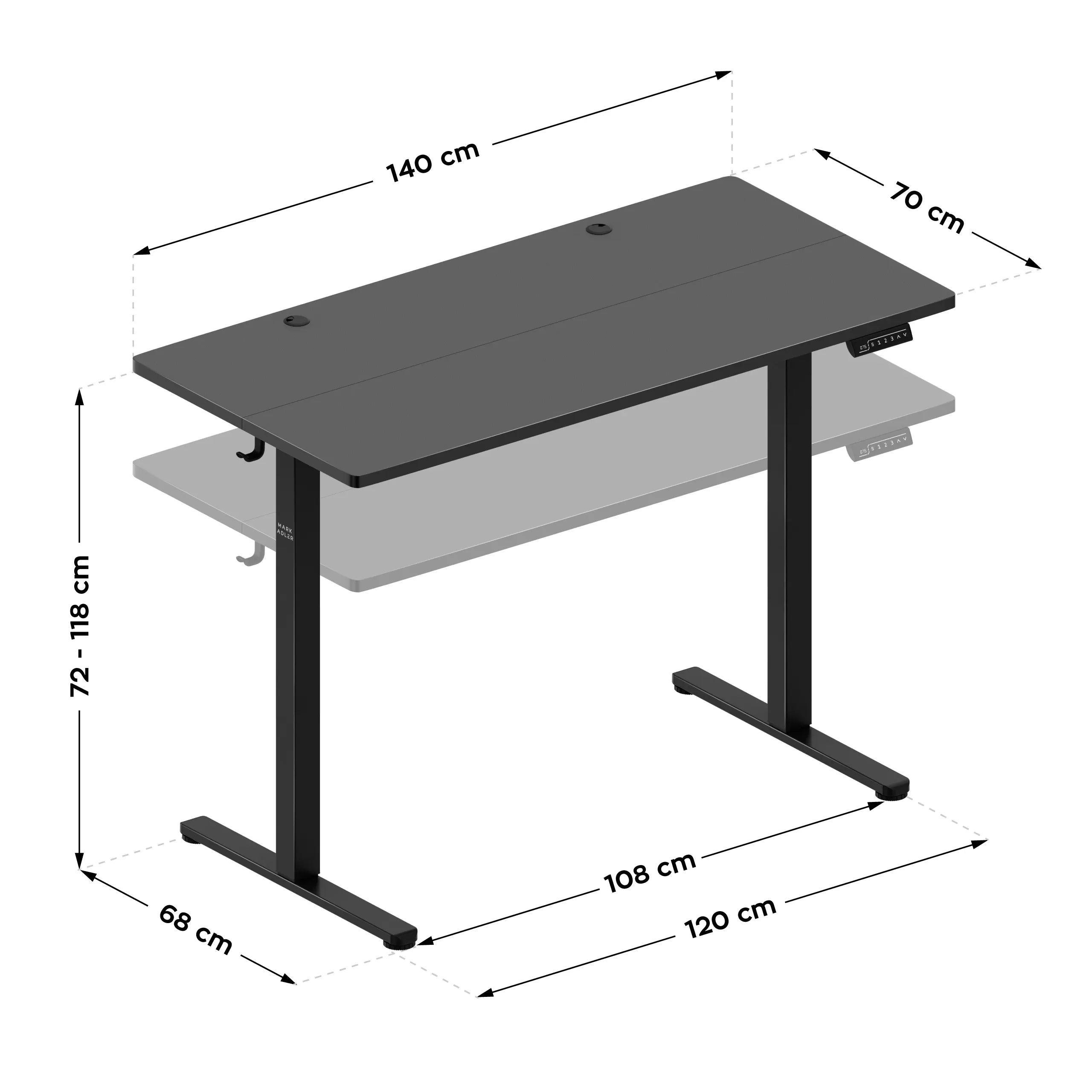 Mark Adler Leader 7.3 Black elektrisch verstelbaar bureau, 140 cm