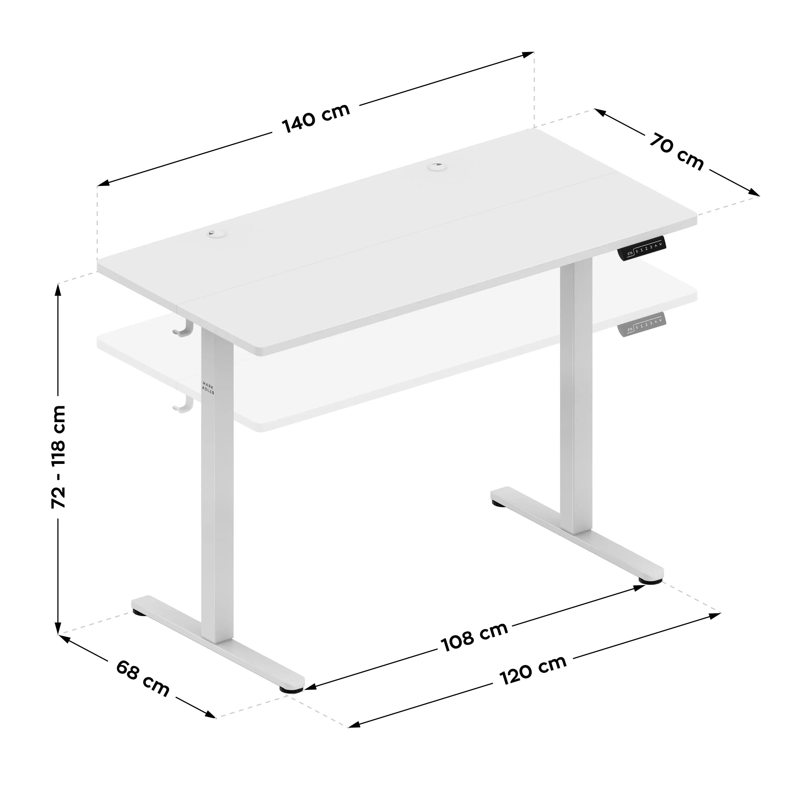 Mark Adler Leader 7.3 White elektrisch verstelbaar bureau, 140 cm