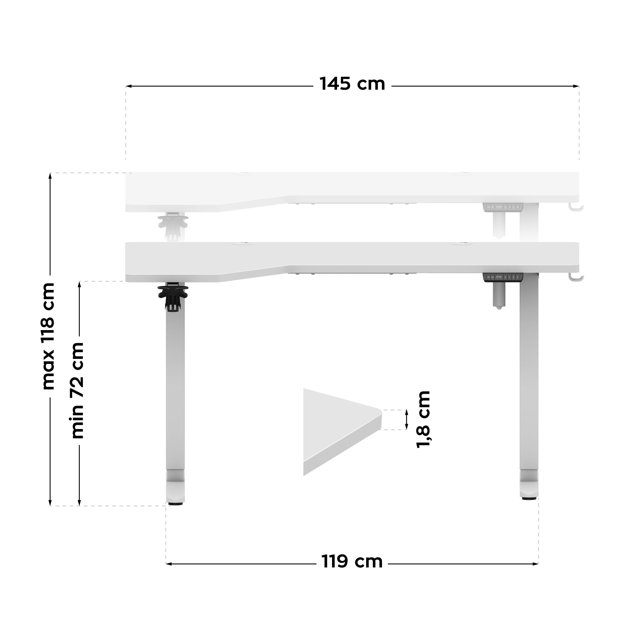 Mark Adler Leader 9.1 White elektrisch verstelbaar bureau, 145 cm