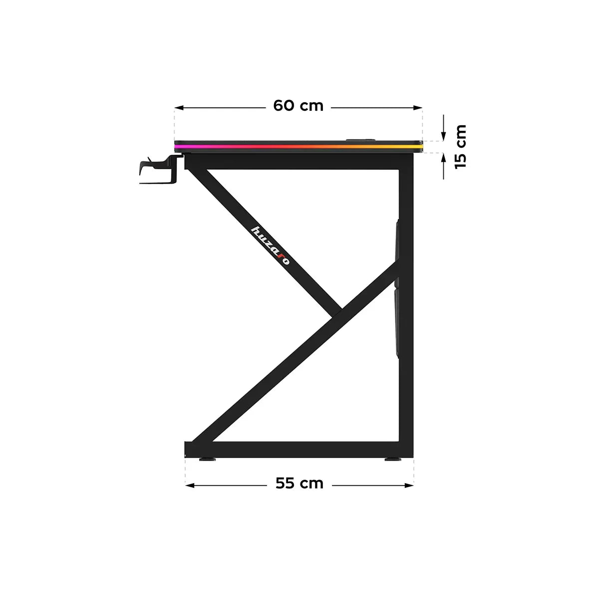 Huzaro Hero 1.7 RGB Black gamingbureau, 120 cm