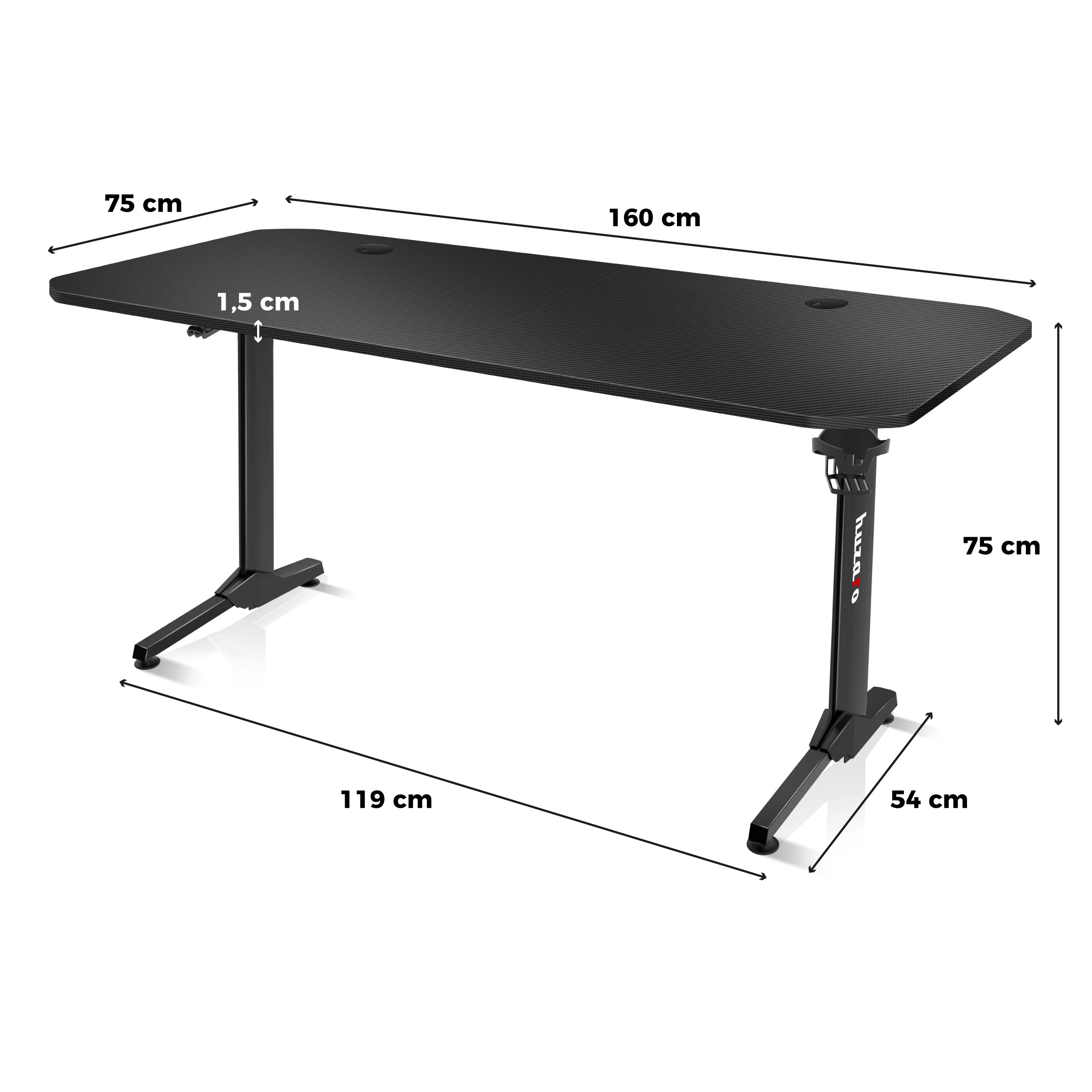 Huzaro Hero 4.7 Black gamingbureau, 160 cm