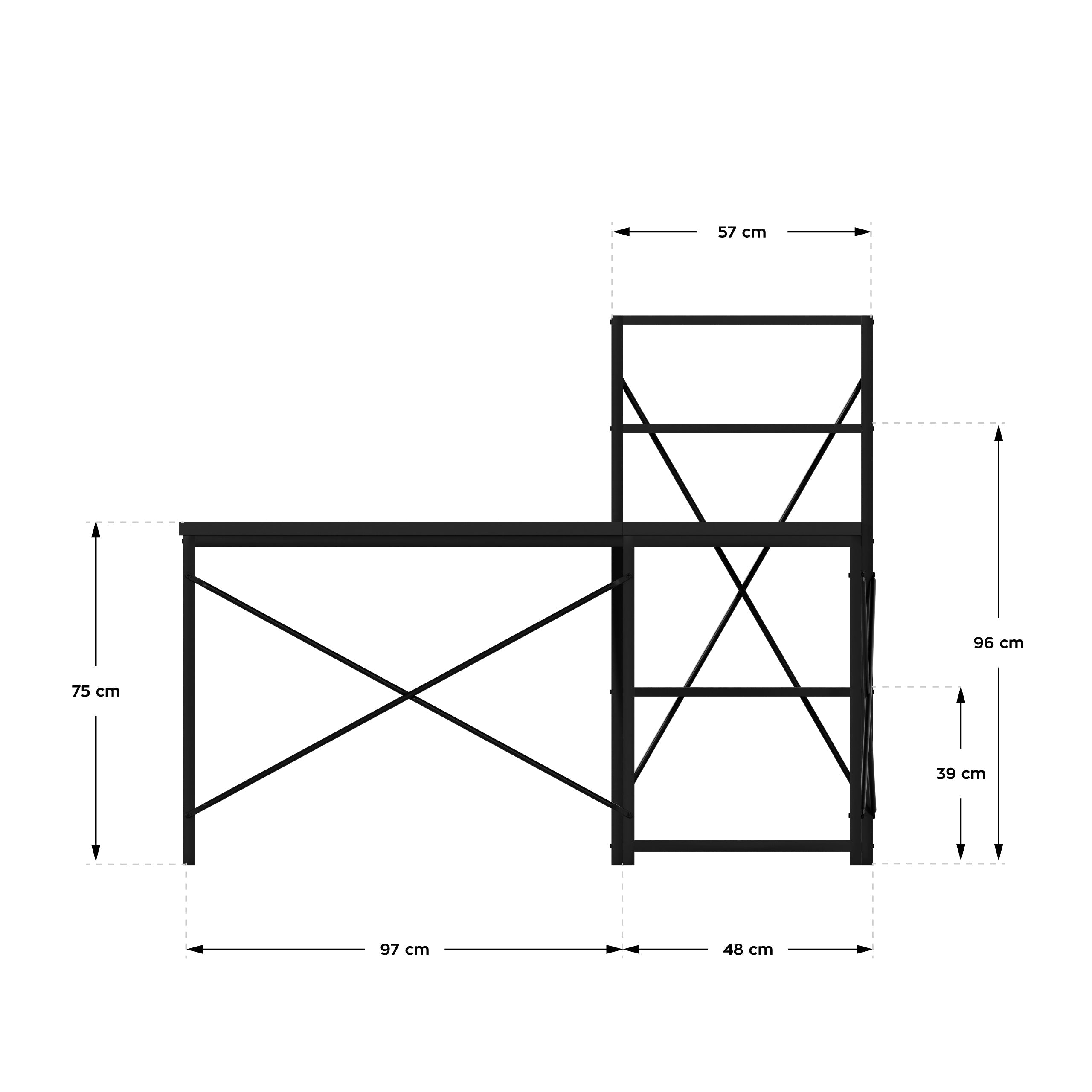 Hoekbureau met planken Mark Adler Leader 5.9 Black 145 cm