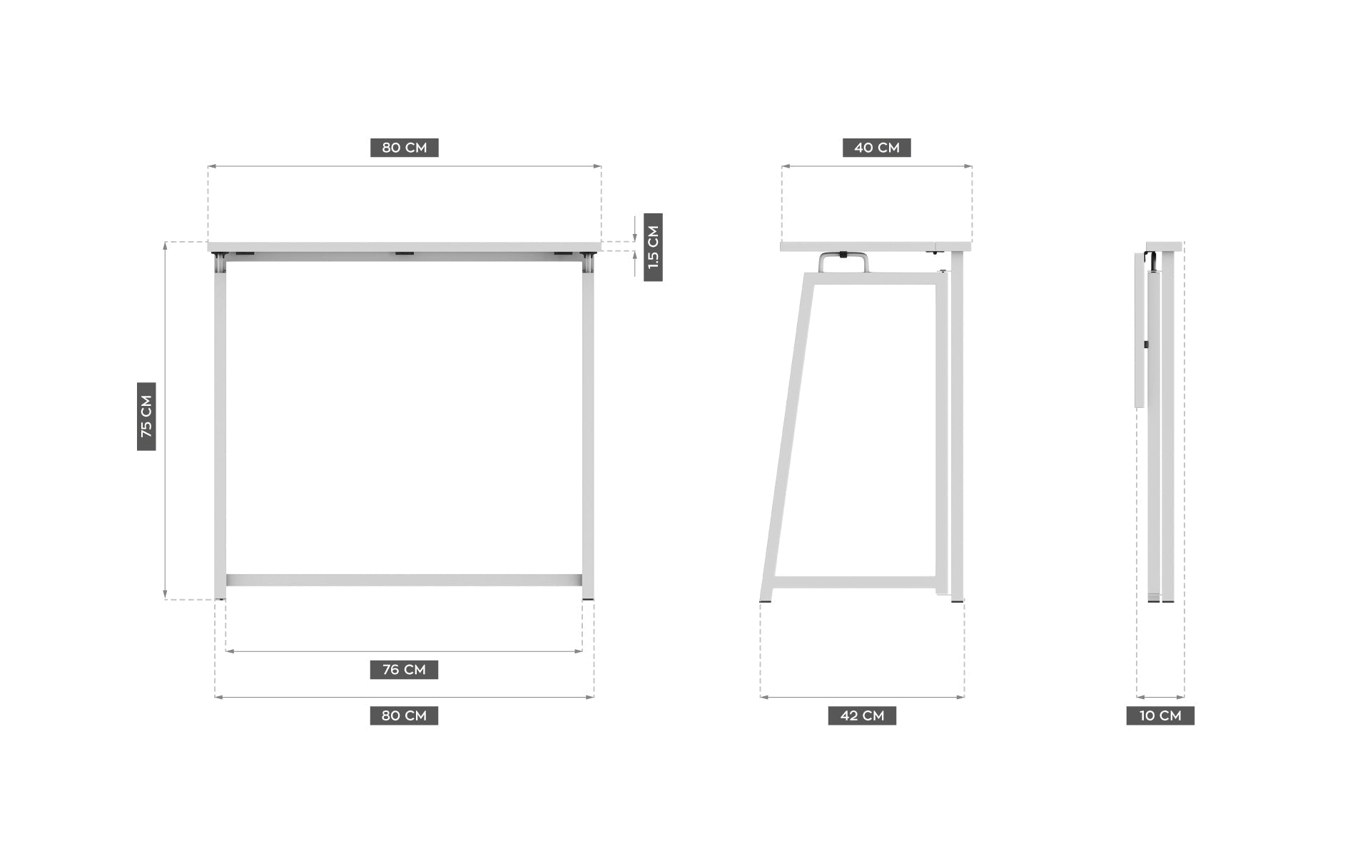 Mark Adler Leader 1.5 White opvouwbaar bureau, 80 cm