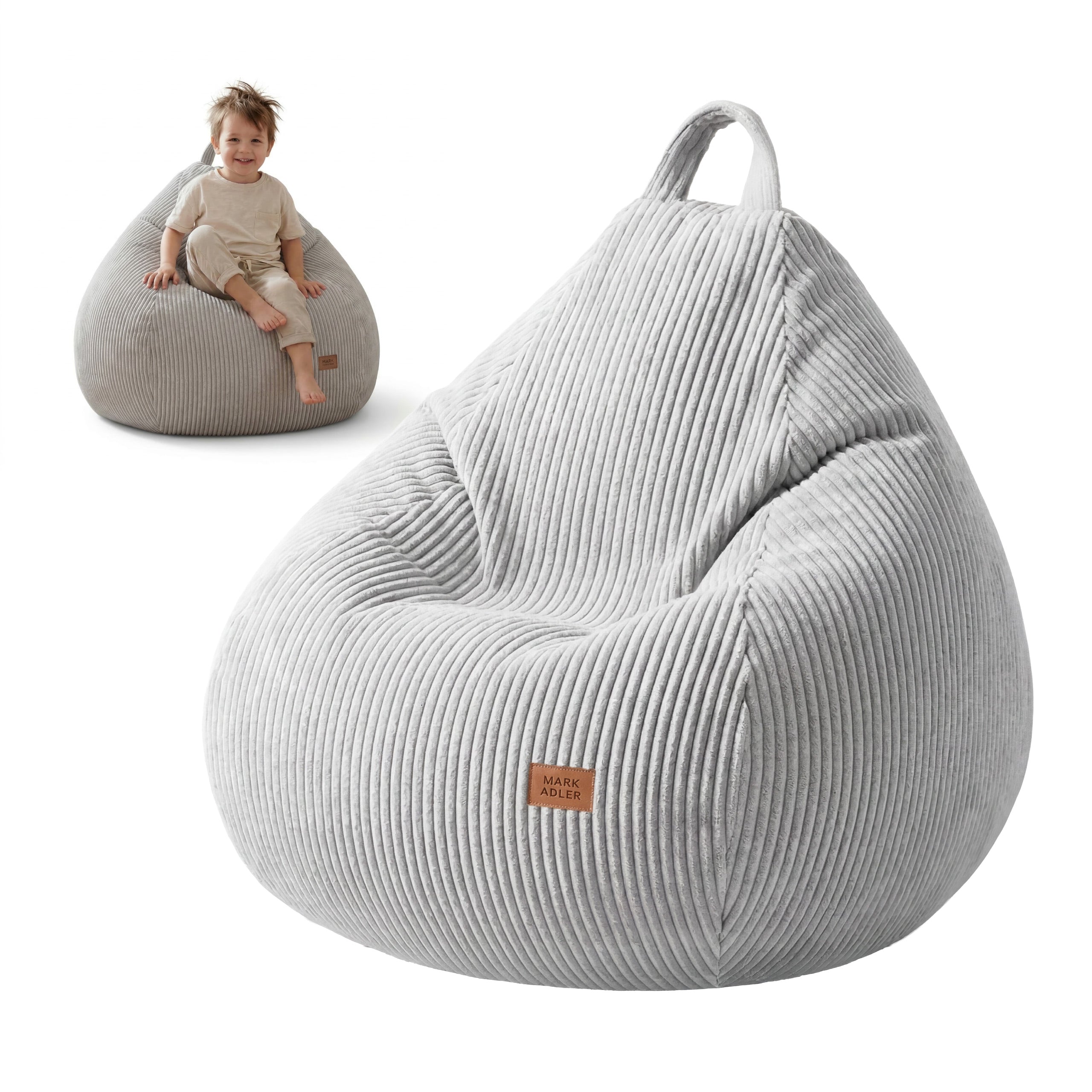 Grijze corduroy zitzak van Mark Adler Comfy 1.0 Grey