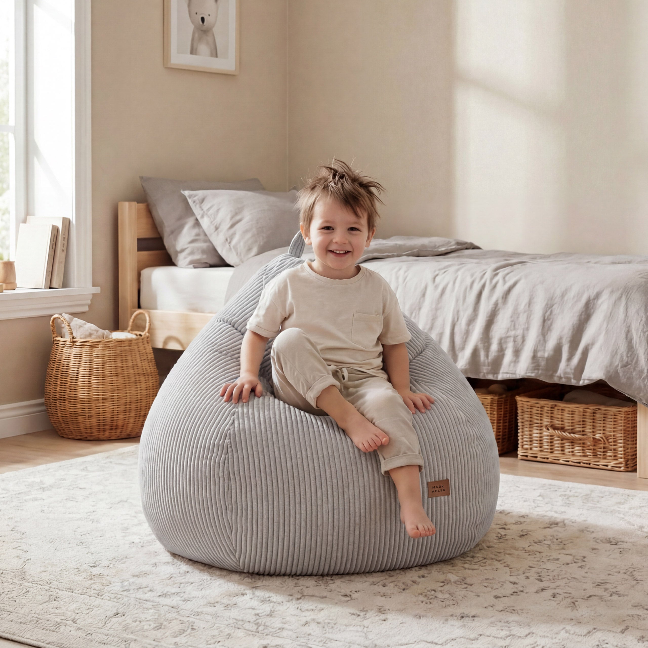 Grijze corduroy zitzak van Mark Adler Comfy 1.0 Grey