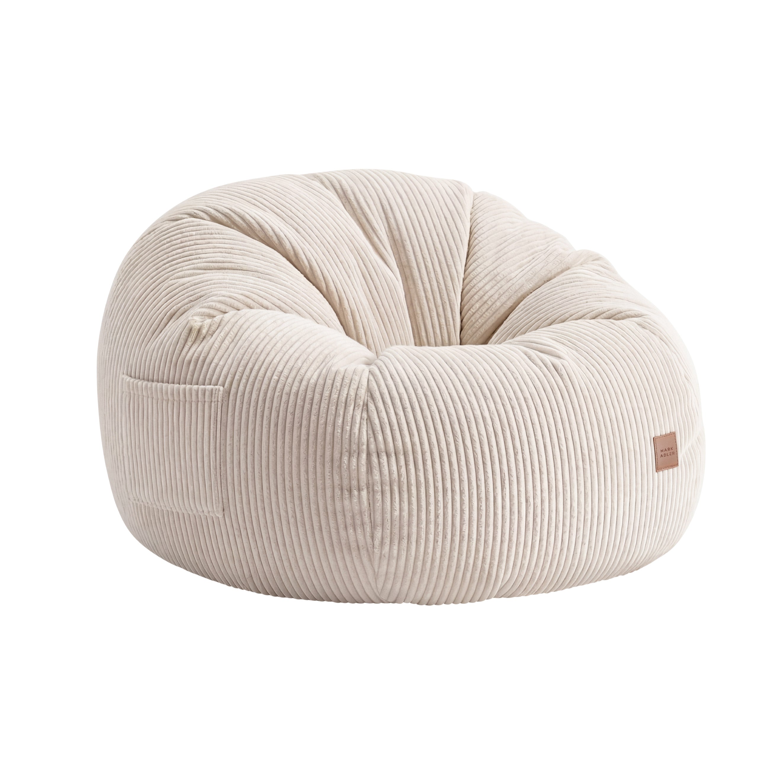 Corduroy poefstoel met voetensteun Mark Adler Comfy 3.0 Beige