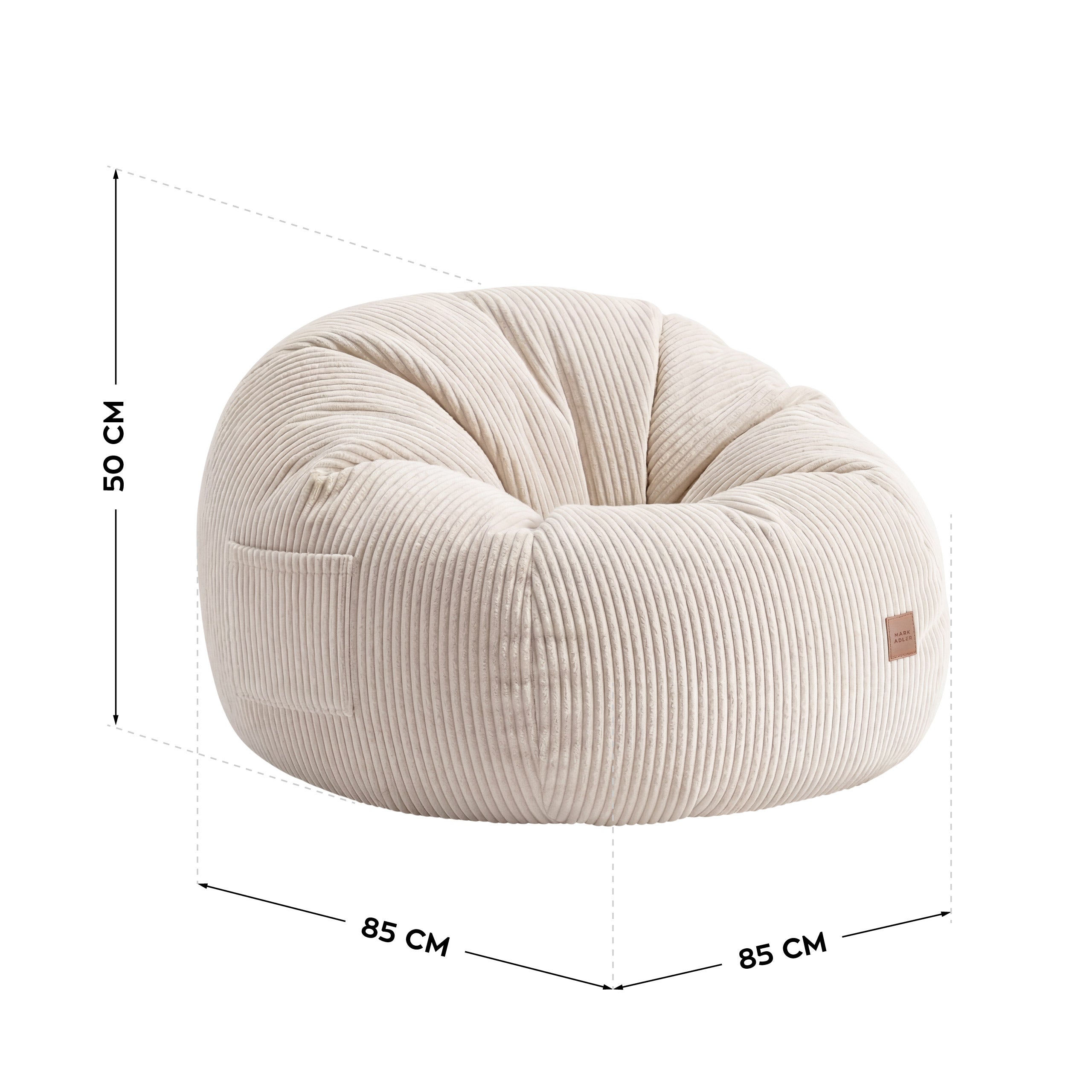 Corduroy poefstoel met voetensteun Mark Adler Comfy 3.0 Beige