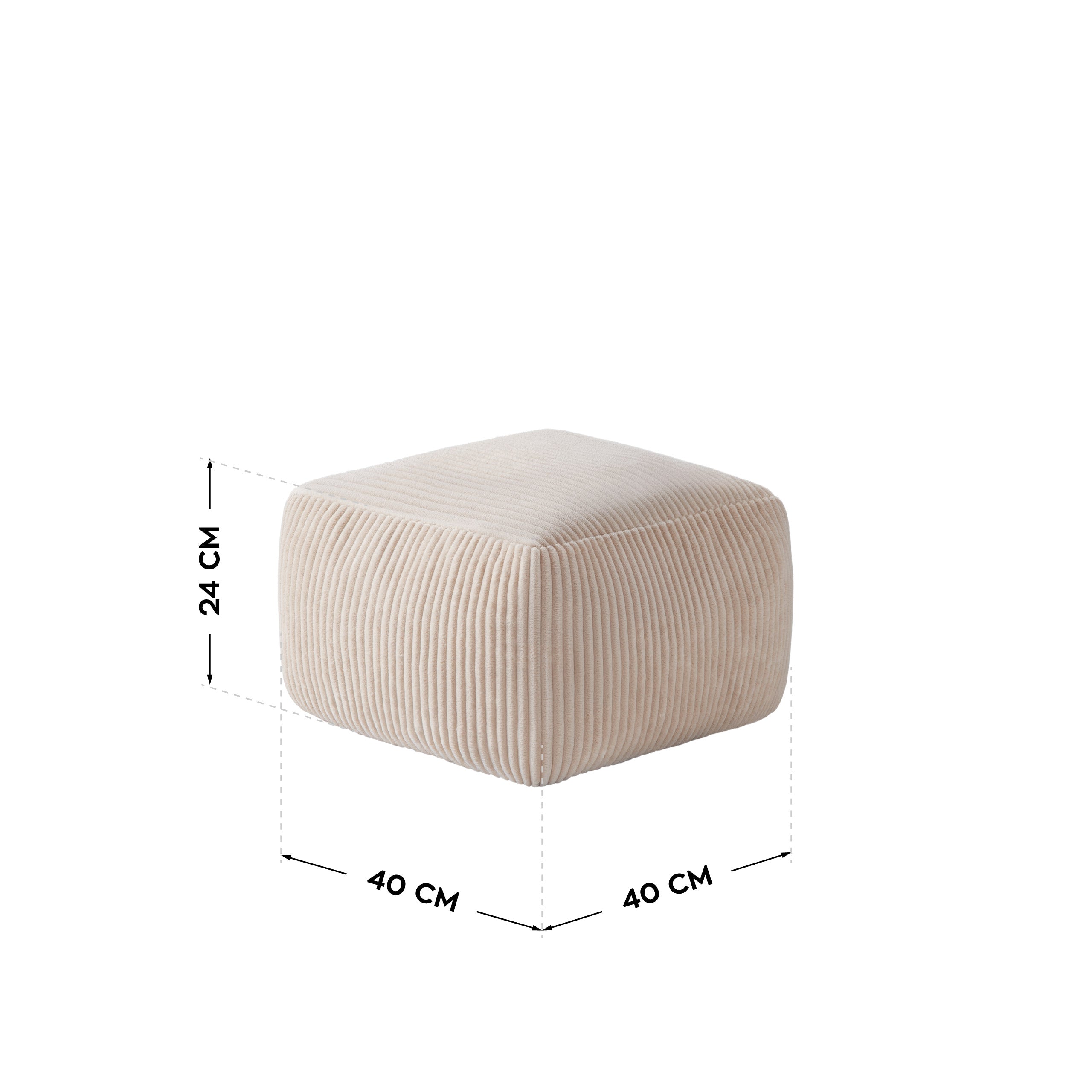 Corduroy poefstoel met voetensteun Mark Adler Comfy 3.0 Beige