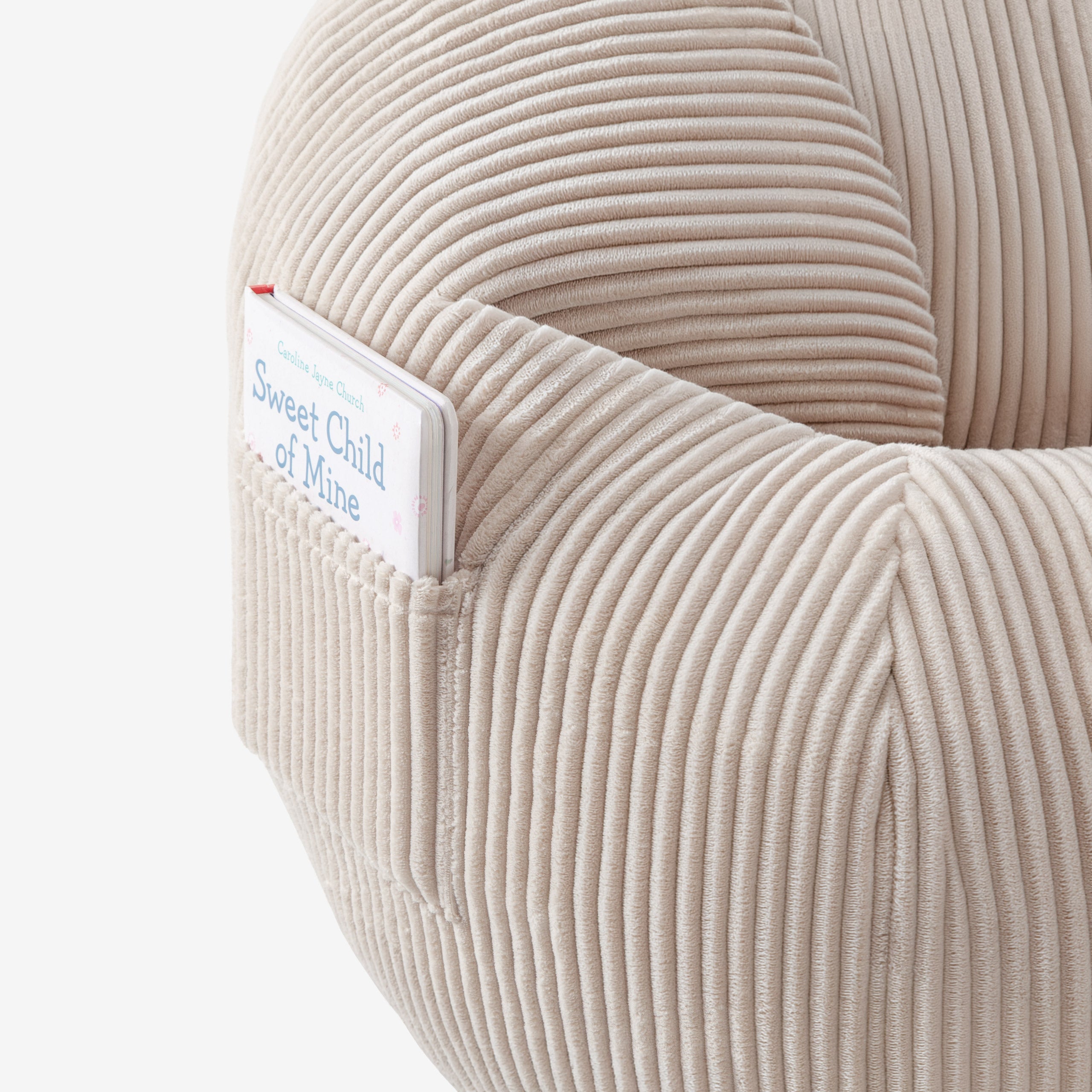 Corduroy poefstoel met voetensteun Mark Adler Comfy 3.0 Beige
