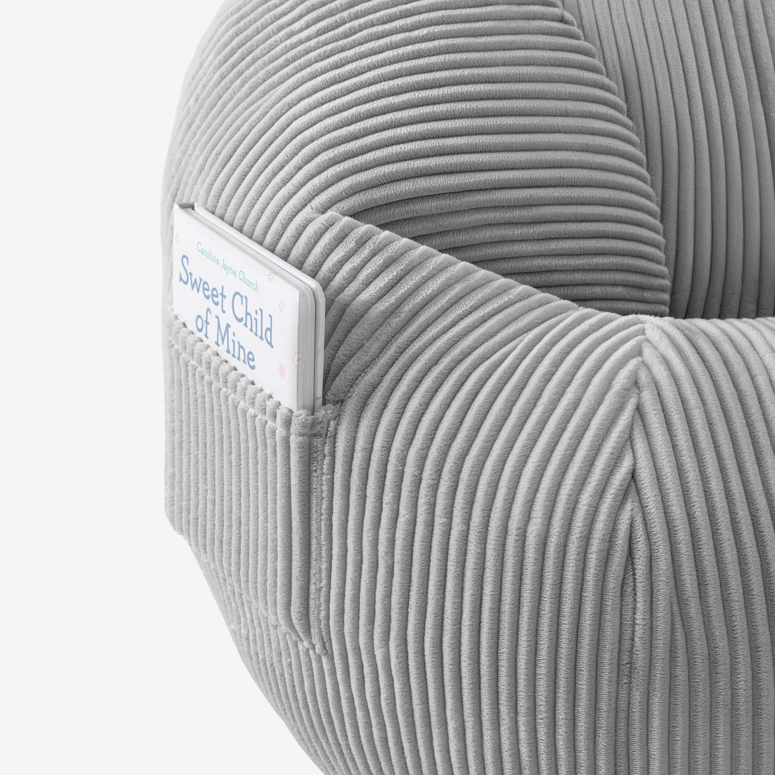 Corduroy poefstoel met voetensteun Mark Adler Comfy 3.0 Grey