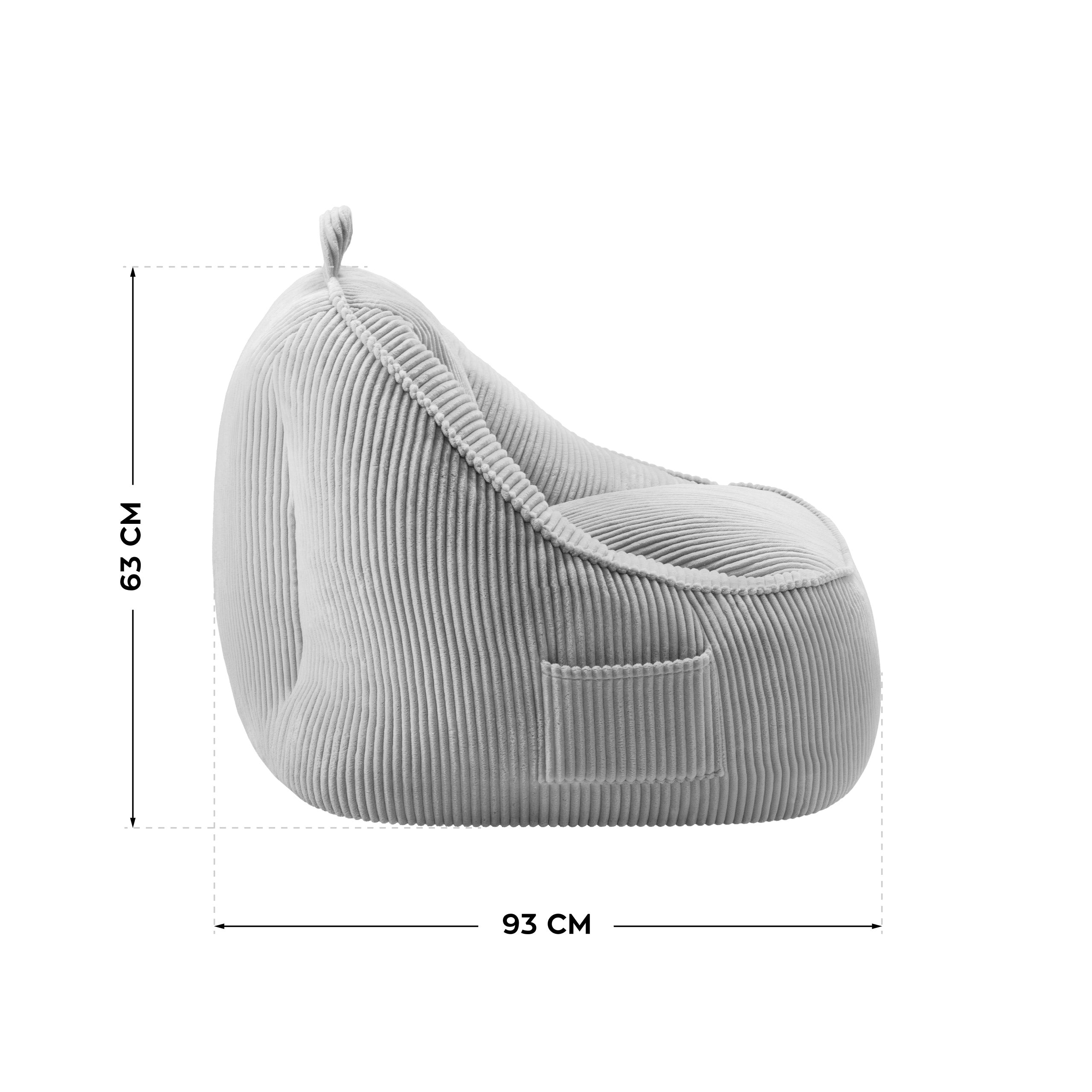 Pouf met rugleuning van corduroy, Mark Adler Comfy 4.0 Grey