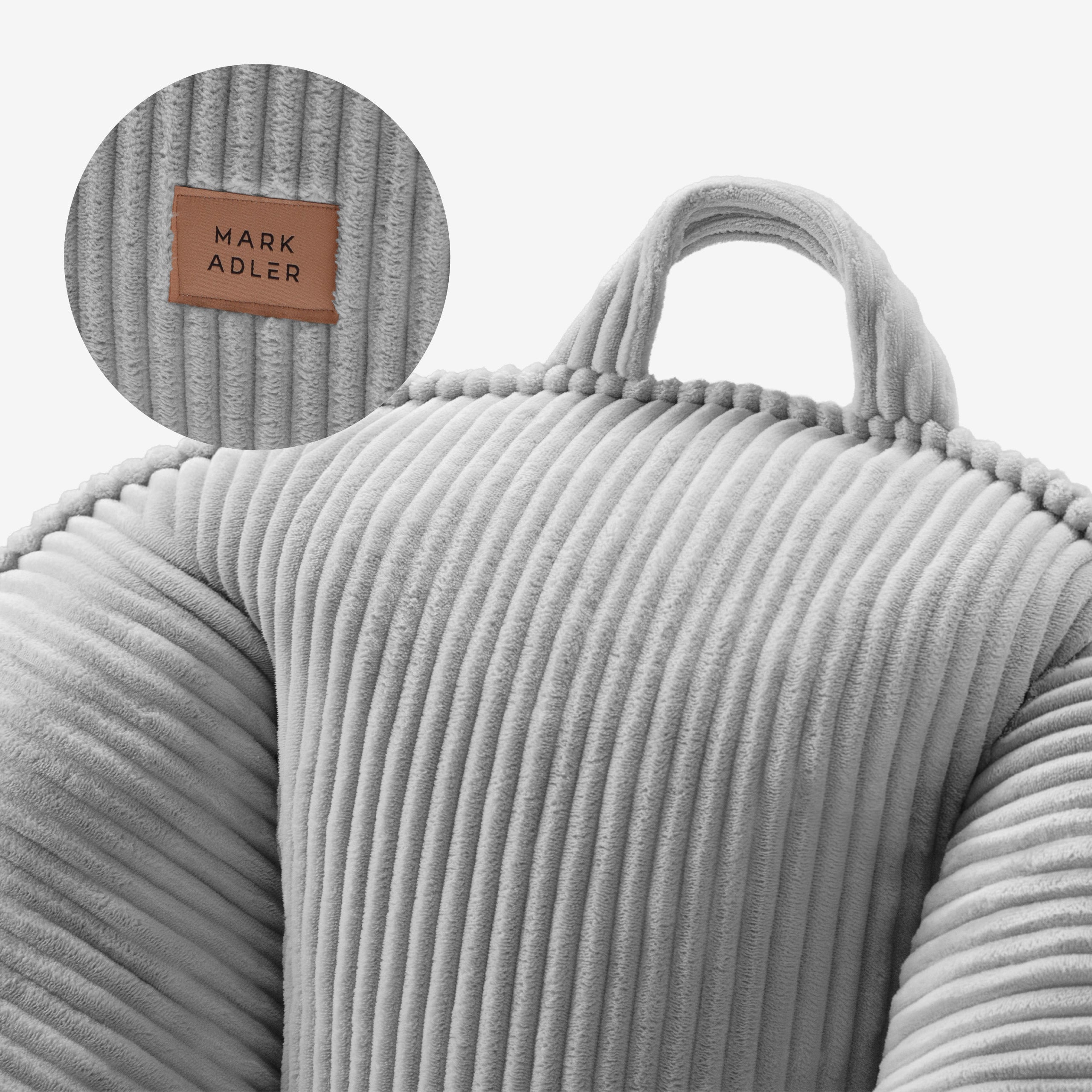 Pouf met rugleuning van corduroy, Mark Adler Comfy 4.0 Grey