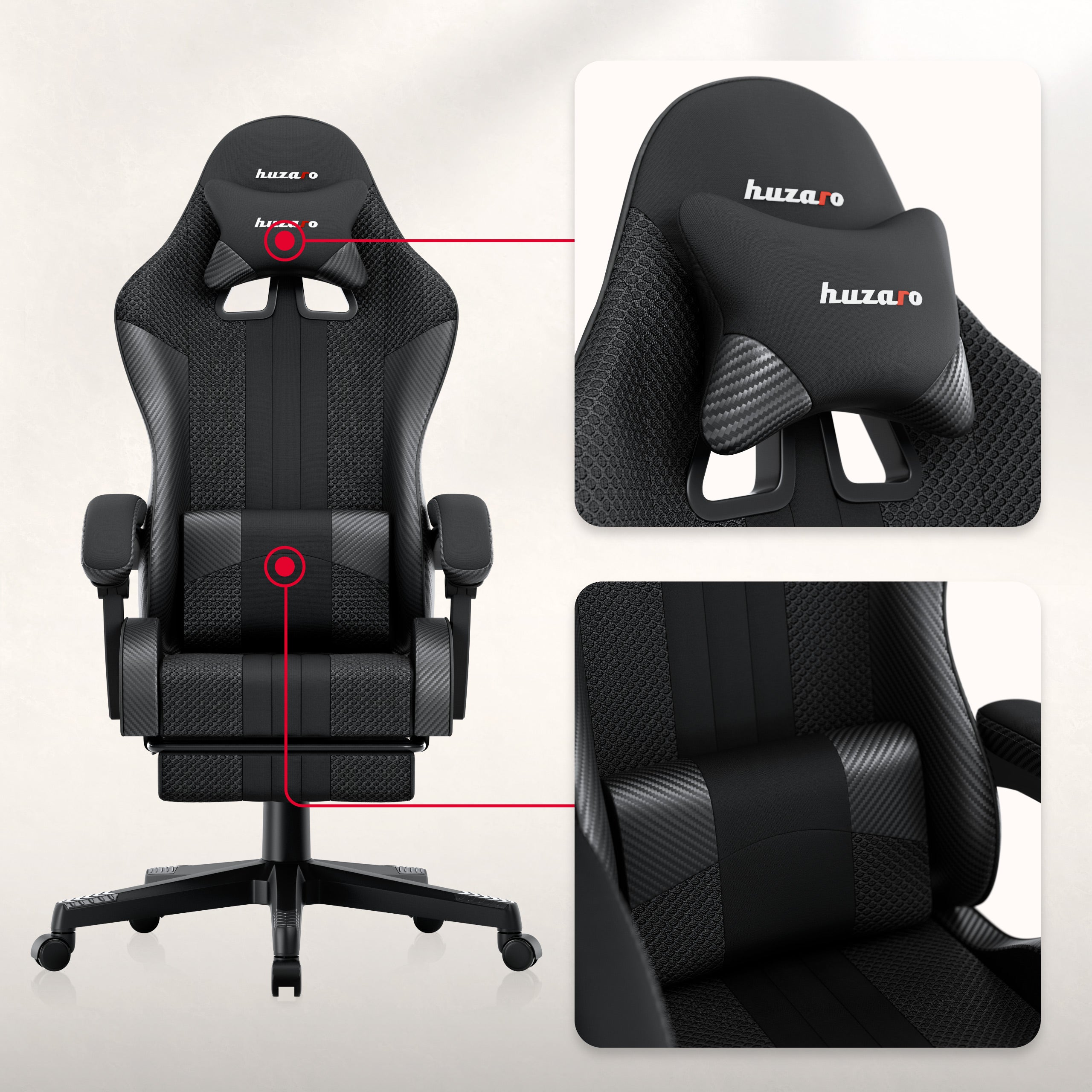 HUZARO Force 4.7 Carbon Mesh-gamingstoel