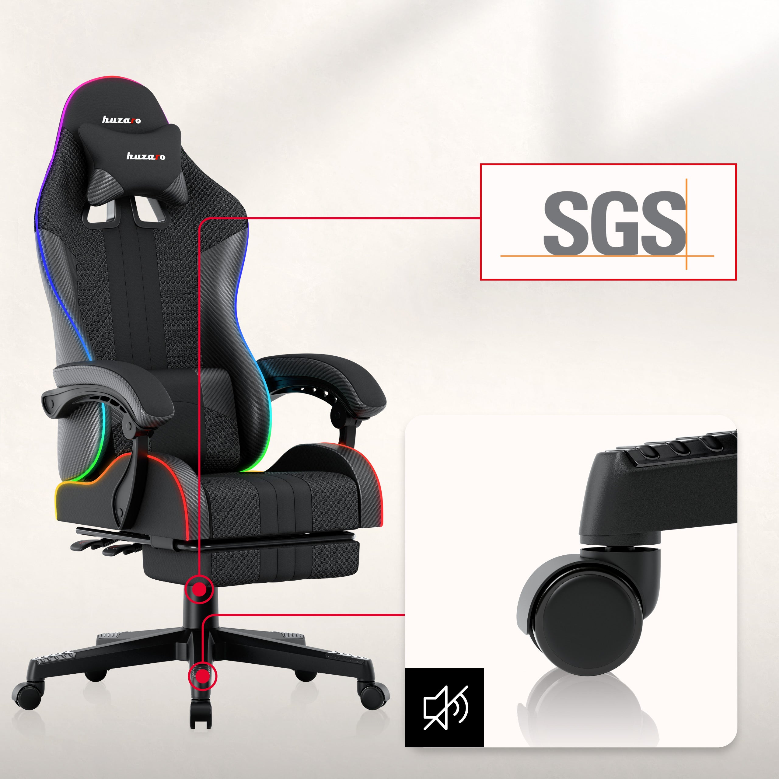 HUZARO Force 4.7 RGB Mesh-gamingstoel