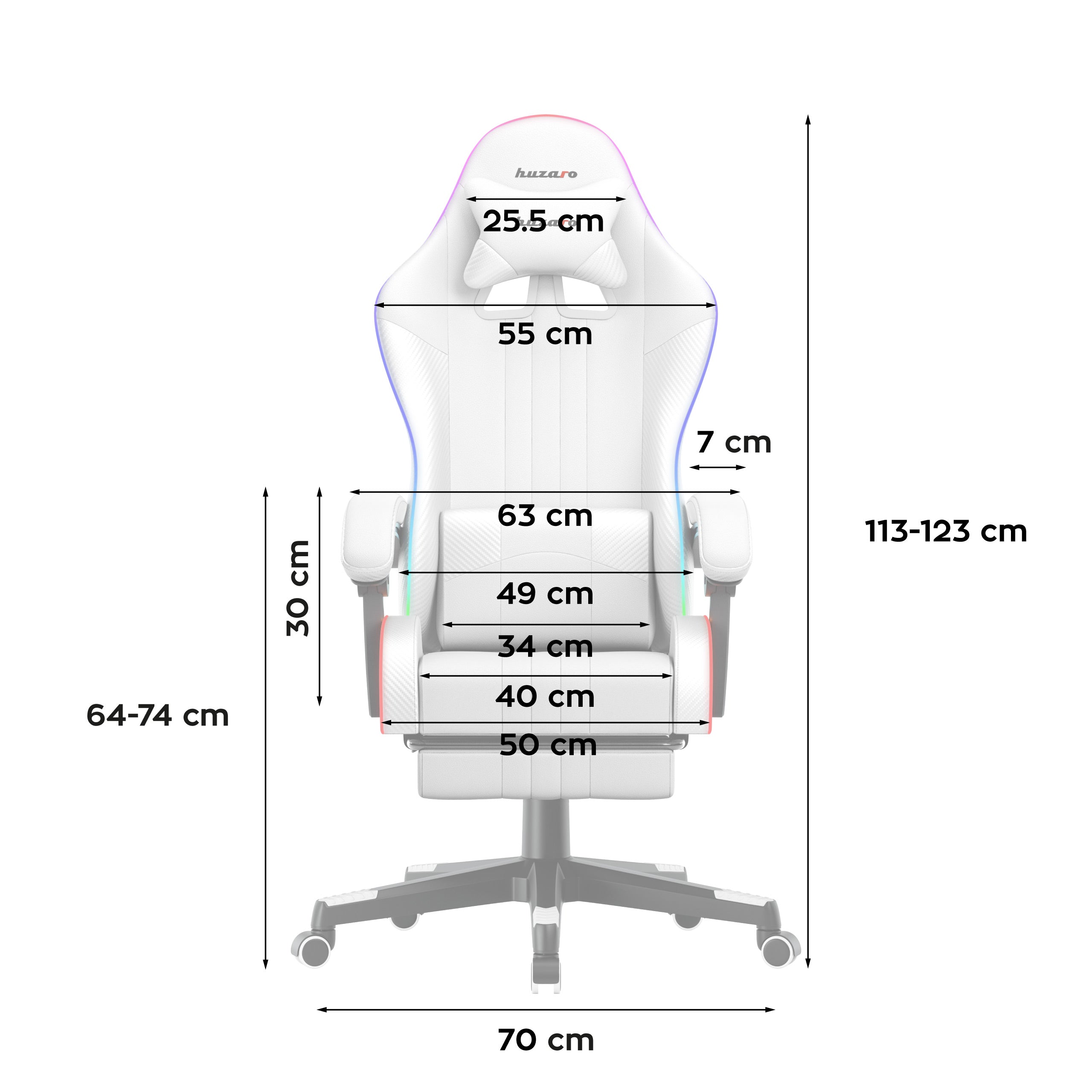 HUZARO Force 4.7 White RGB-gamingstoel