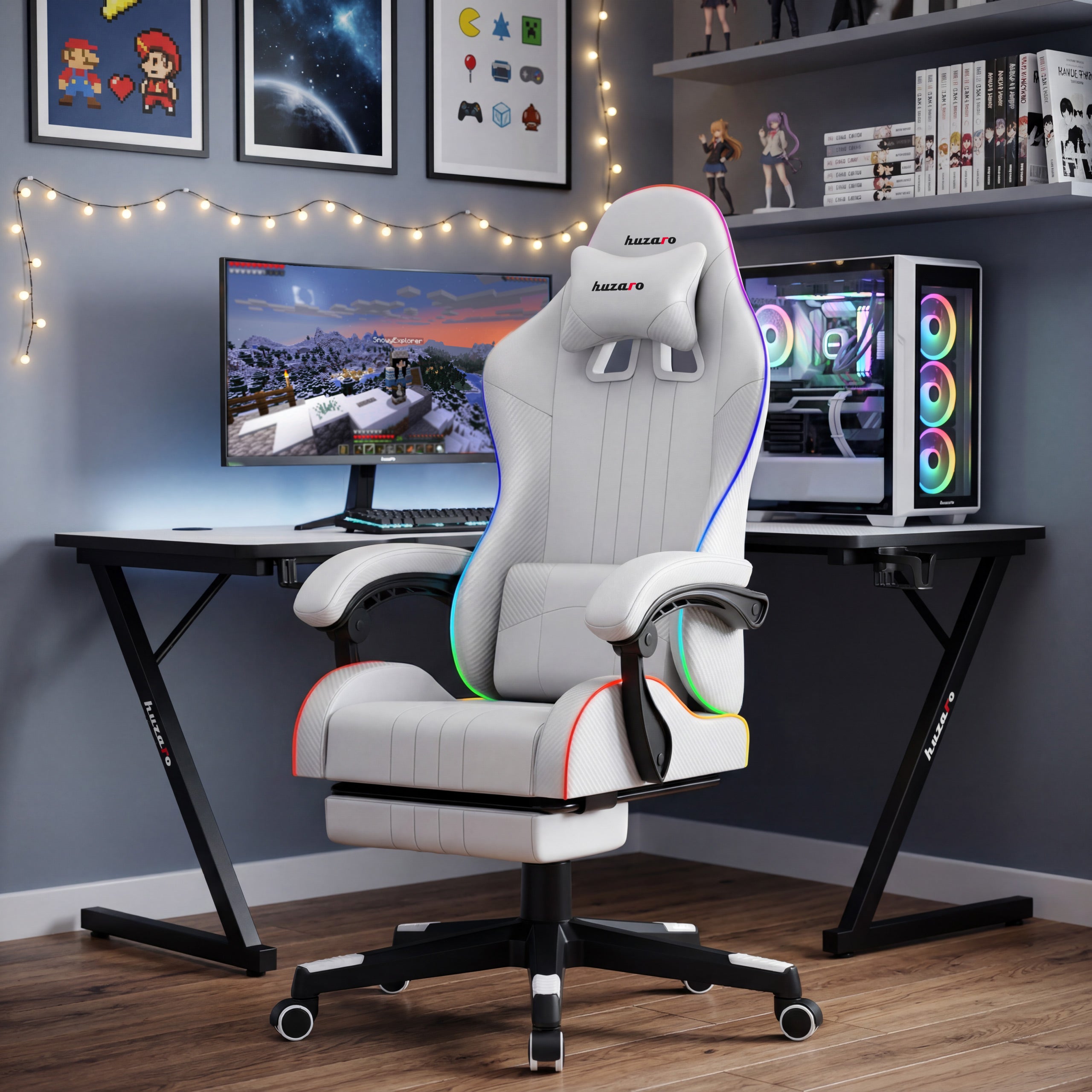 HUZARO Force 4.7 White RGB-gamingstoel