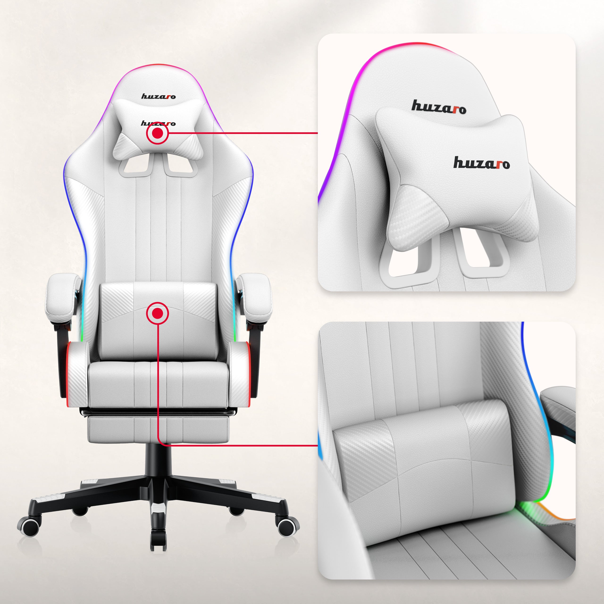 HUZARO Force 4.7 White RGB-gamingstoel