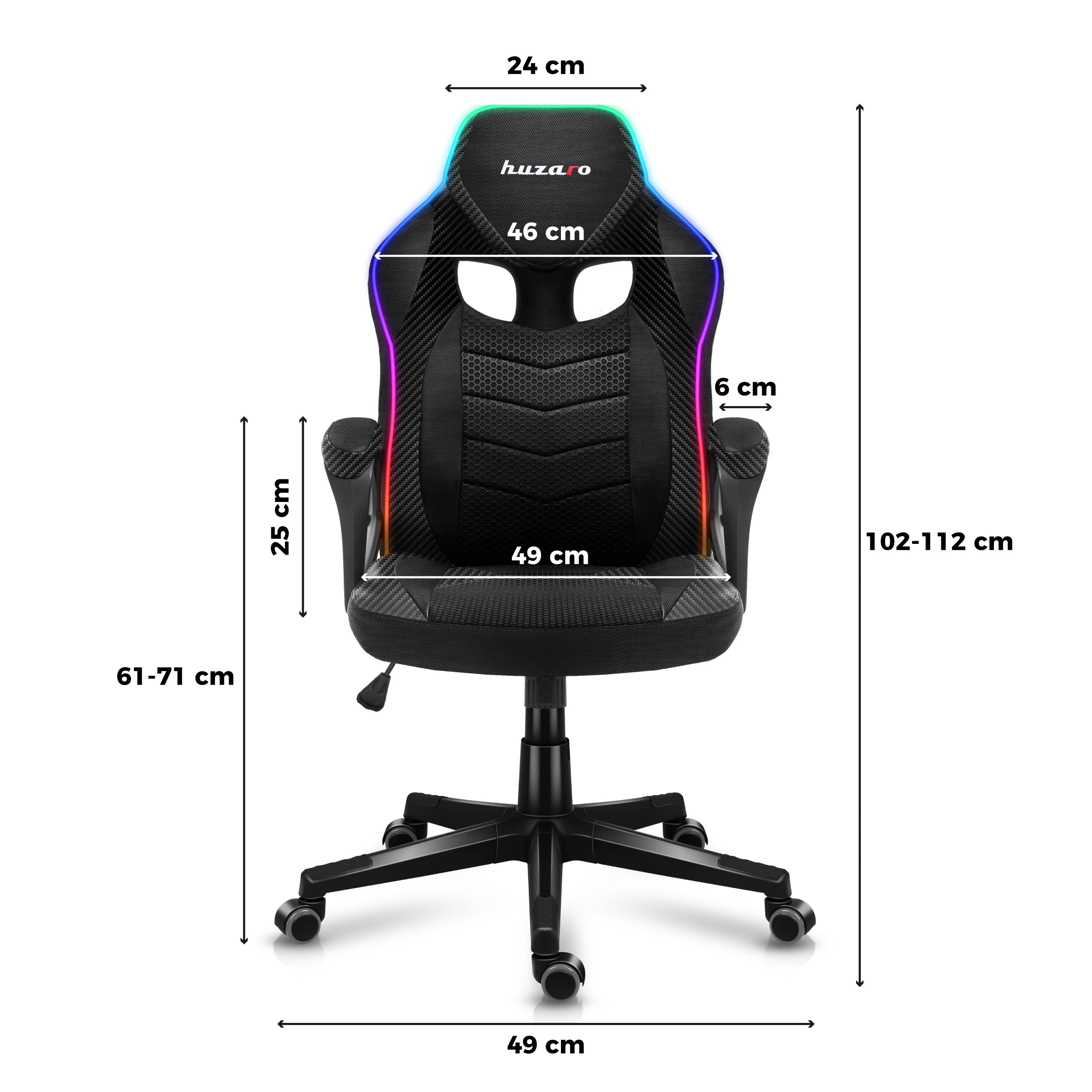 Huzaro Force 2.5 RGB Carbon Mesh-gamingstoel