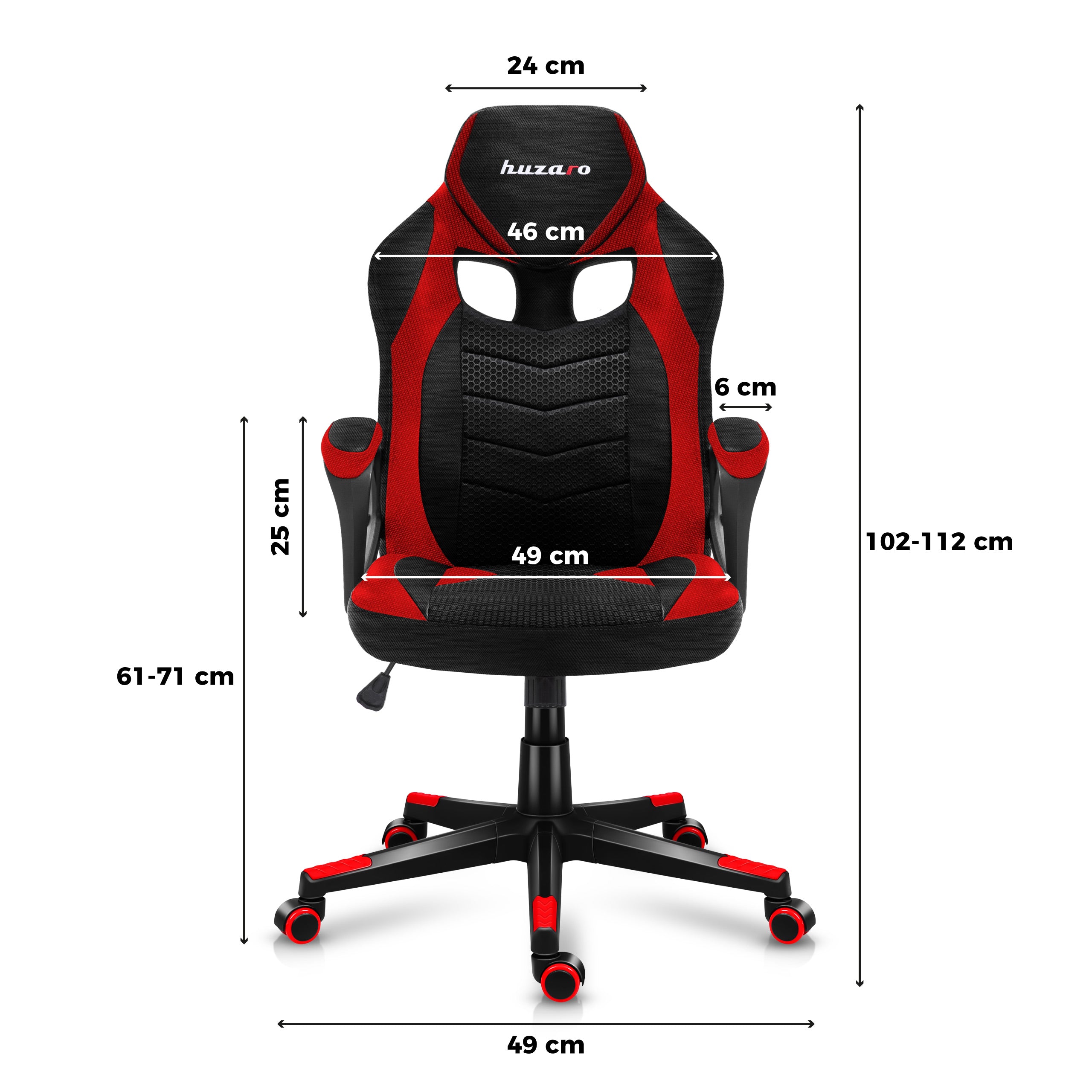 HUZARO FORCE 2.5 Red Mesh gamingstoel