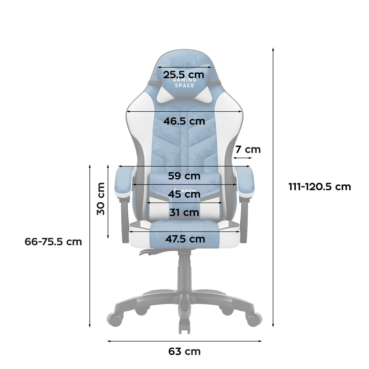 Huzaro Force 2.7 Blue gamingstoel van velours