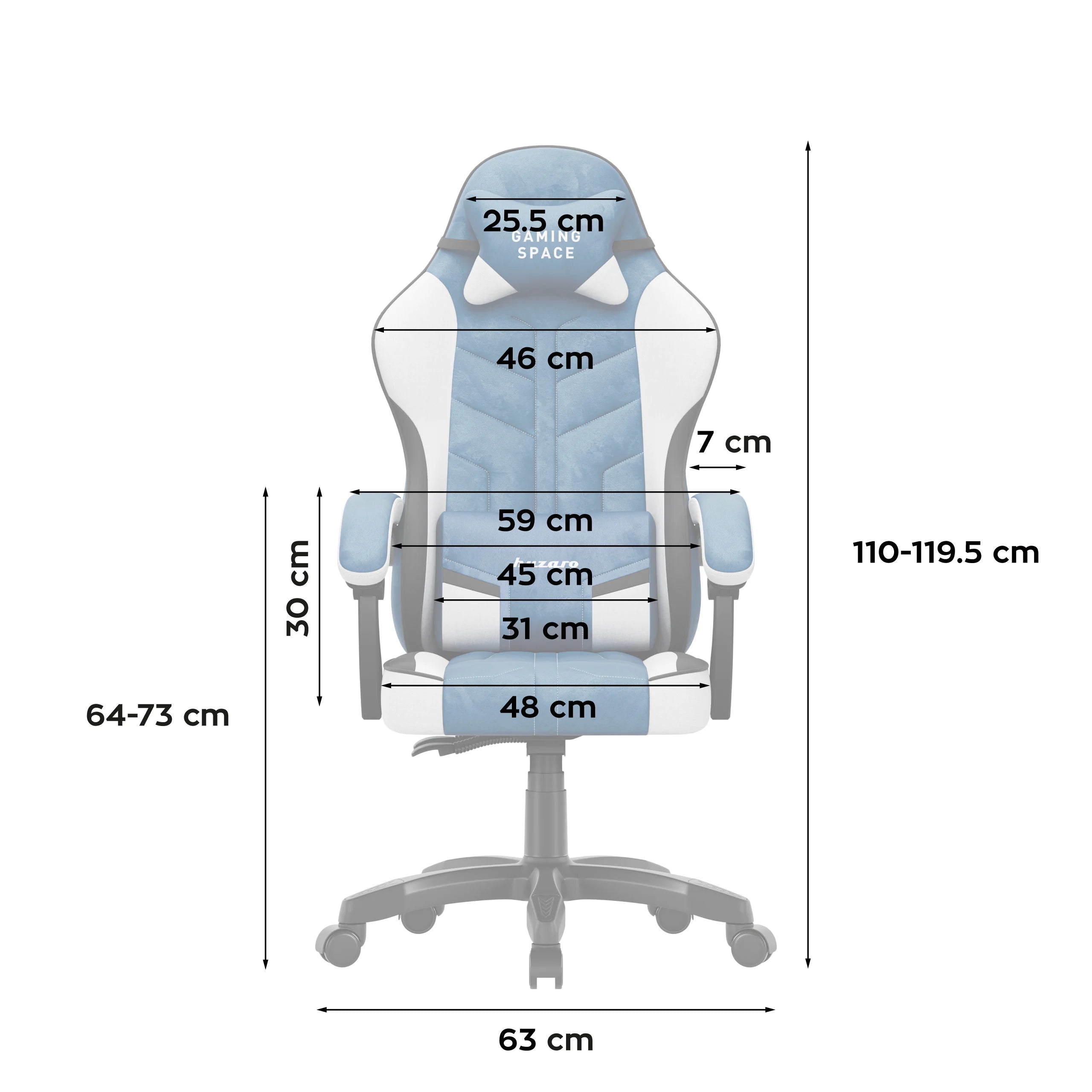 Huzaro Force 2.7 Blue gamingstoel van velours